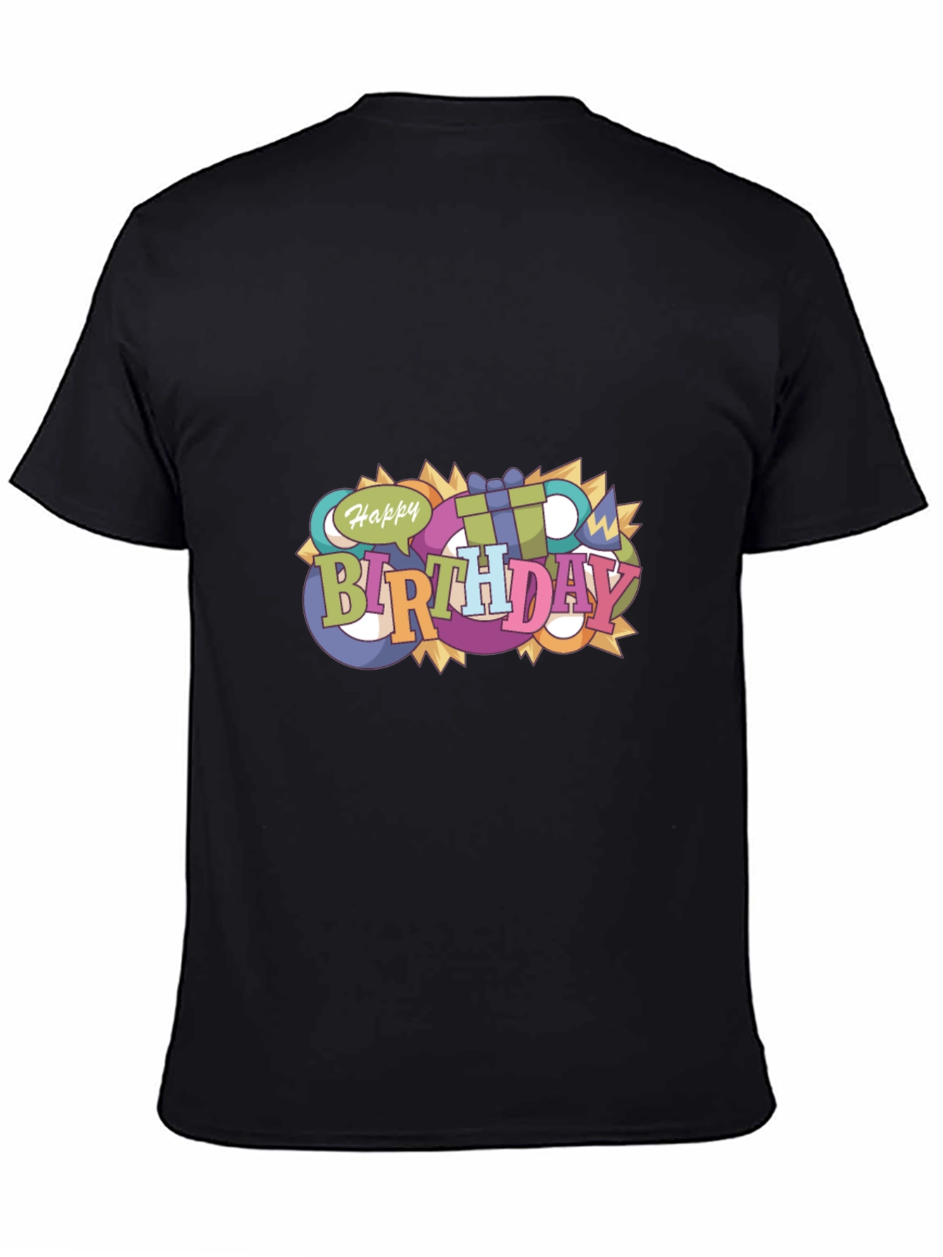 Happy Birthday Graphic Black T-Shirt