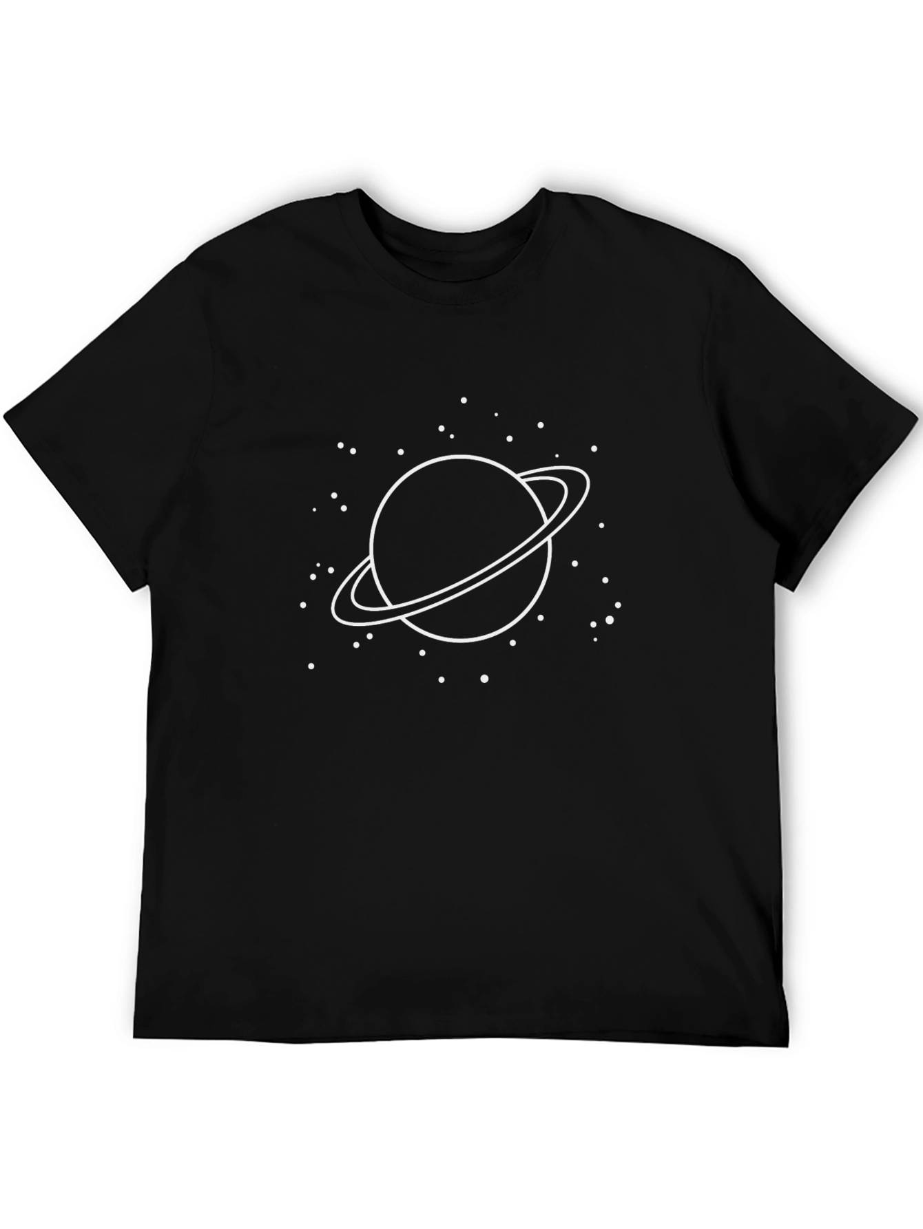 Mens Black Graphic T-Shirt - Saturn Design