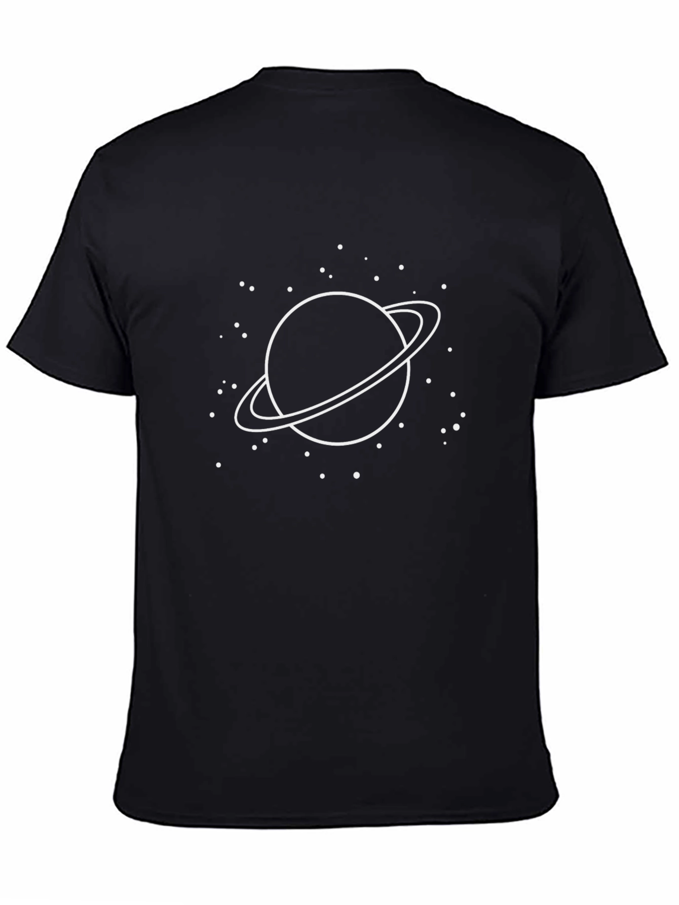 Mens Black Graphic T-Shirt - Saturn Design
