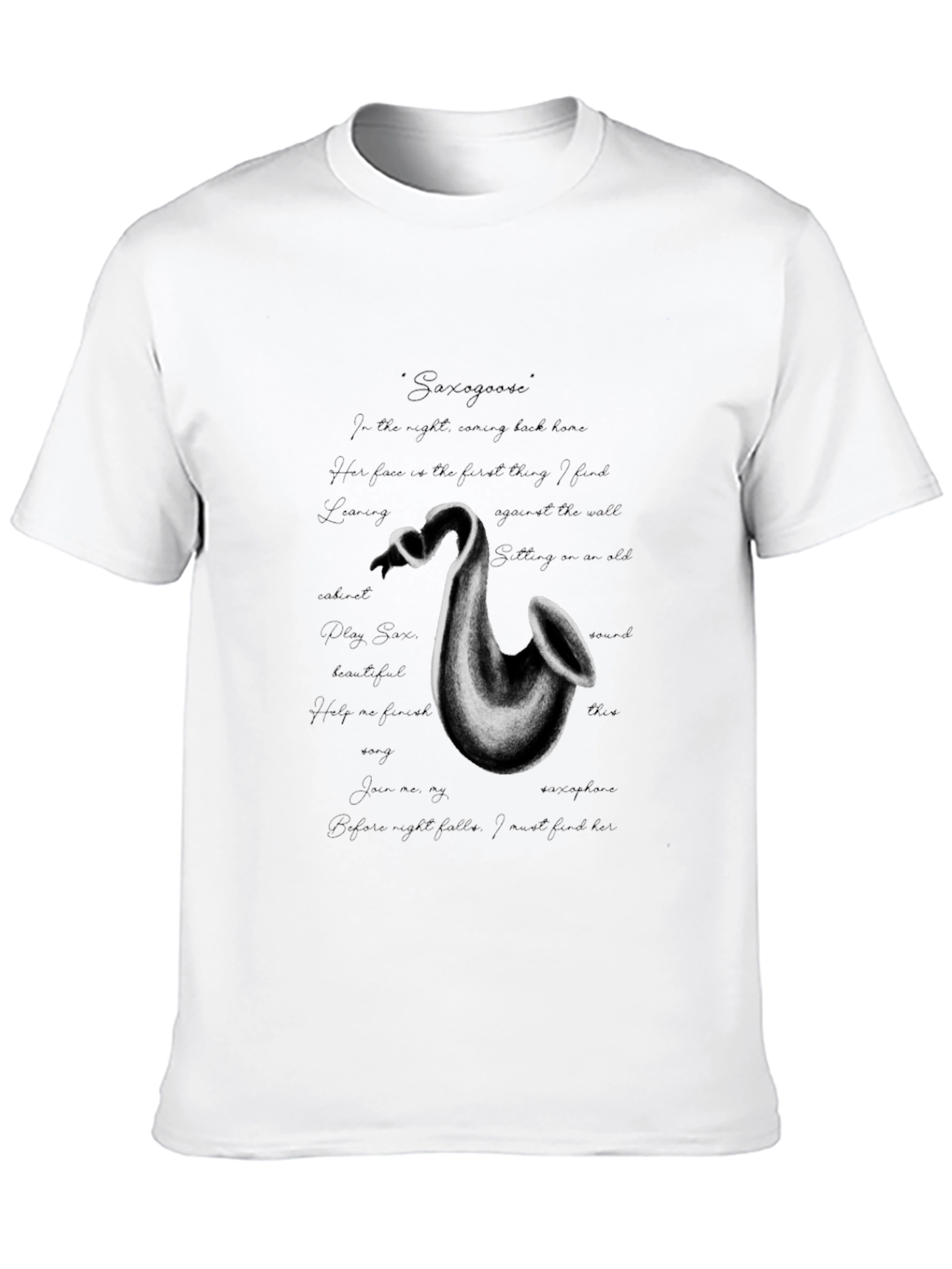 Saxophone Graphic Print Black T-Shirt