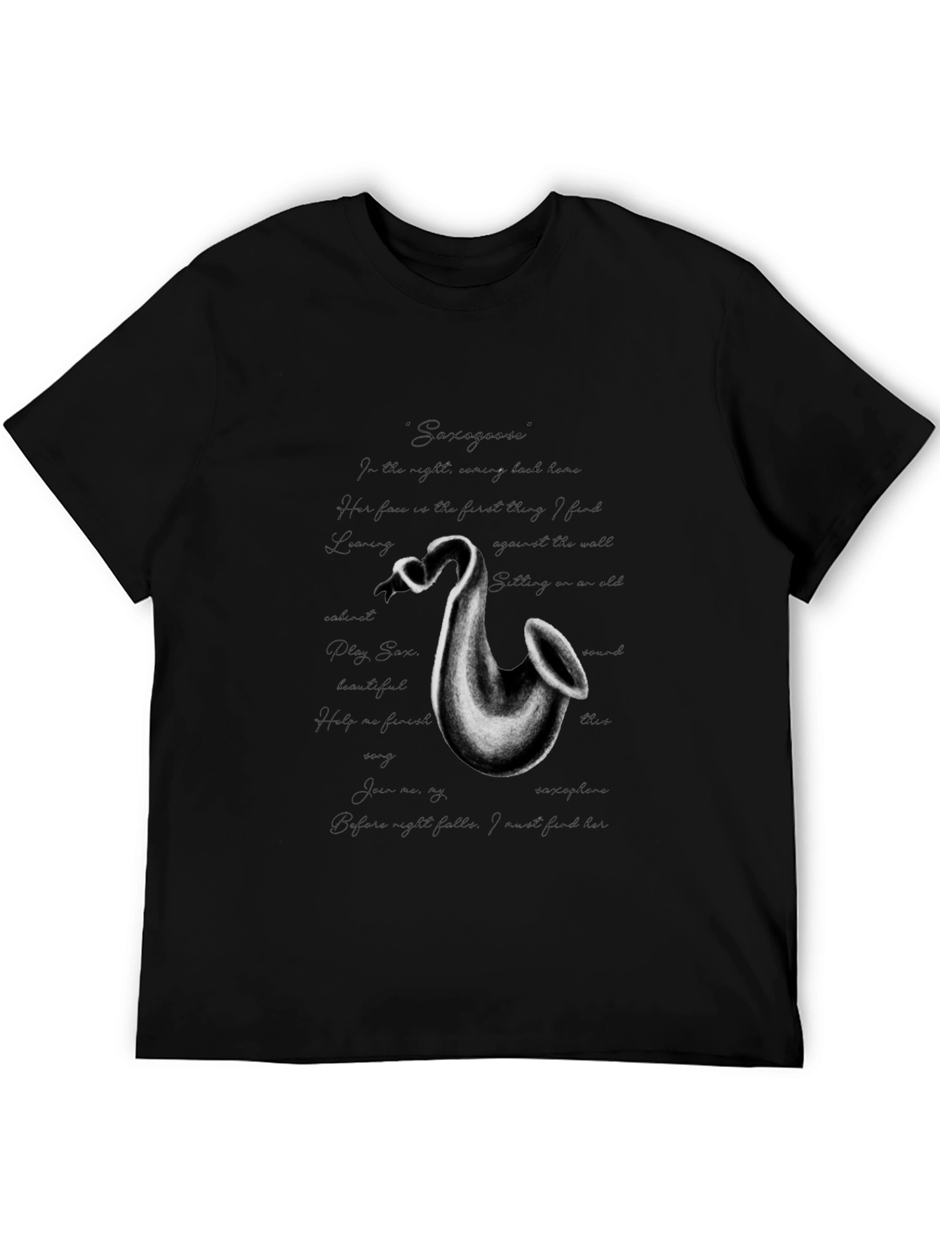 Saxophone Graphic Print Black T-Shirt