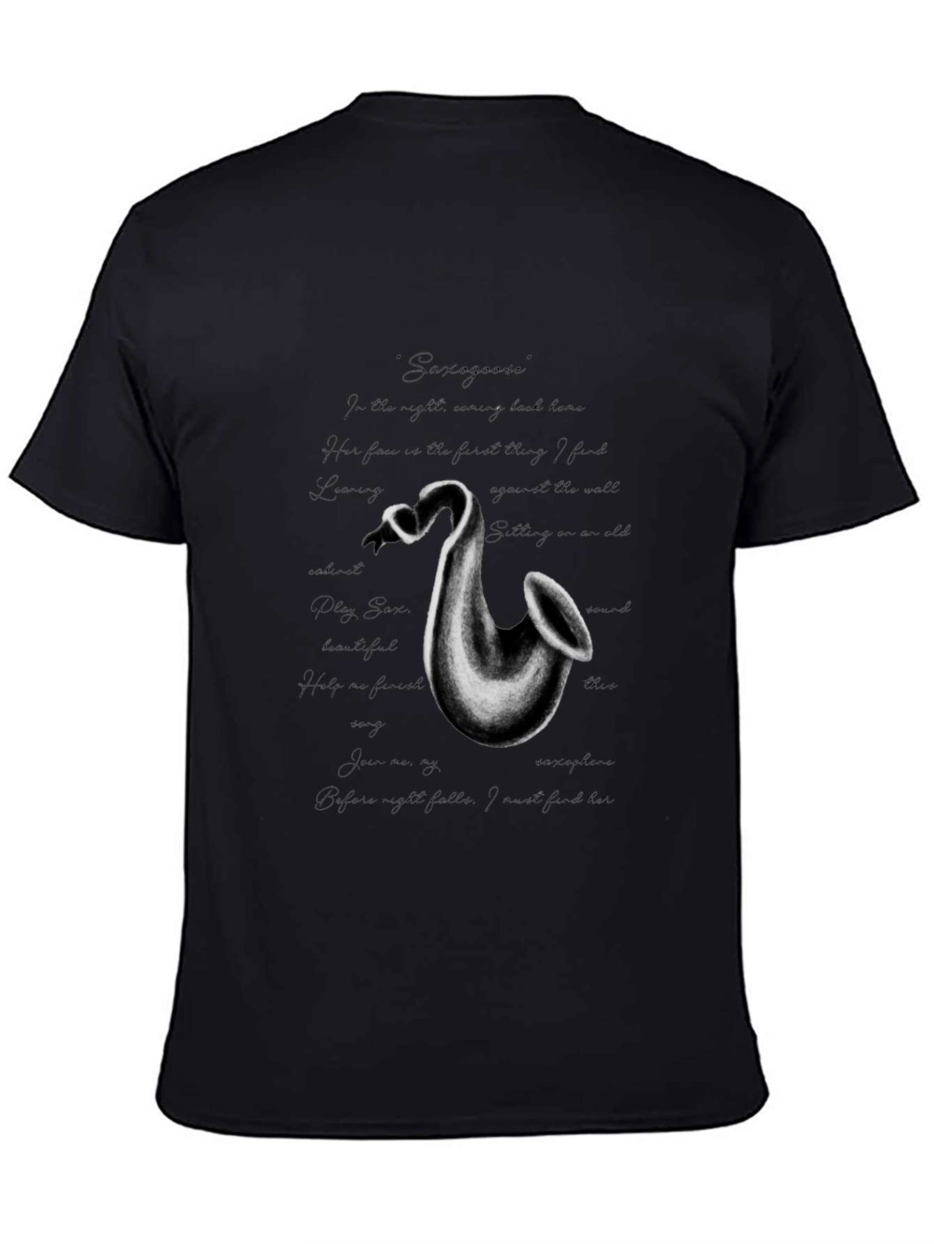 Saxophone Graphic Print Black T-Shirt