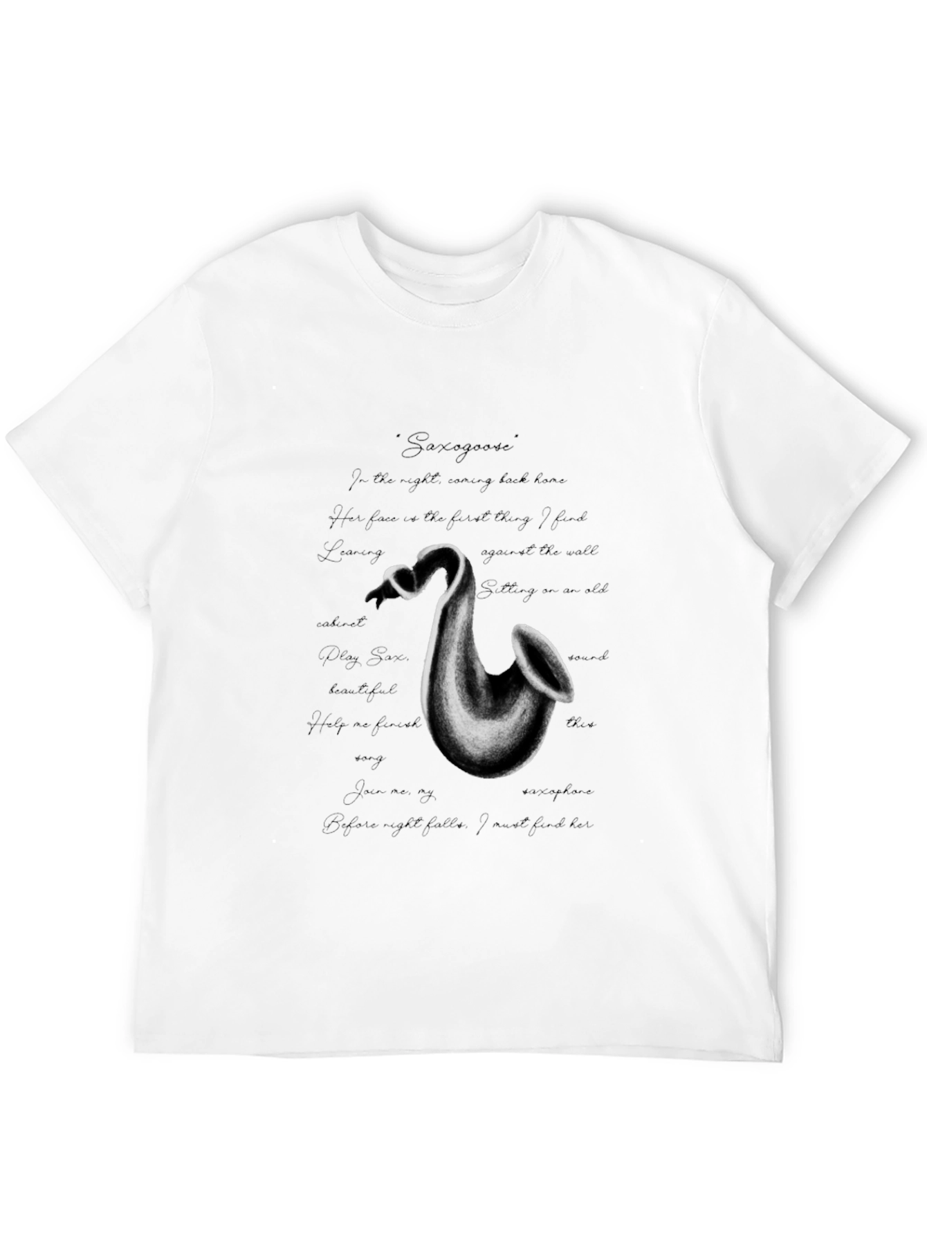 Saxophone Graphic Print Black T-Shirt