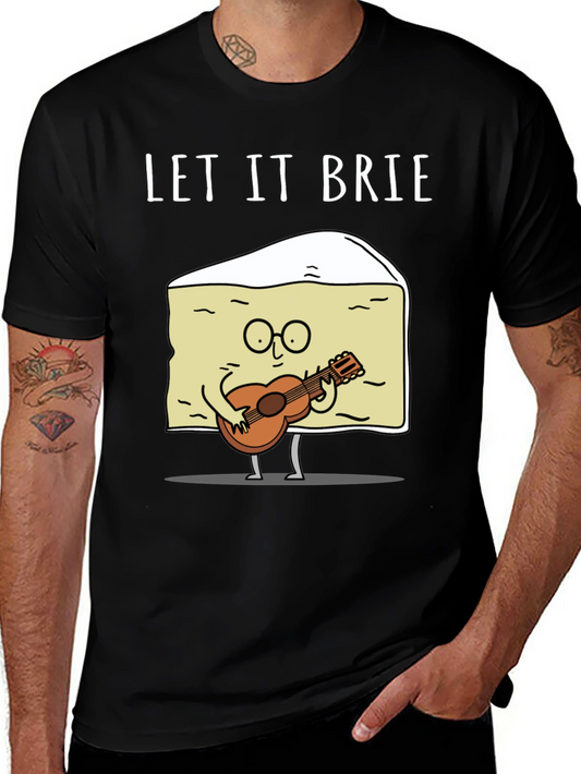 Let It Brie Funny Cheese Guitar T-Shirt