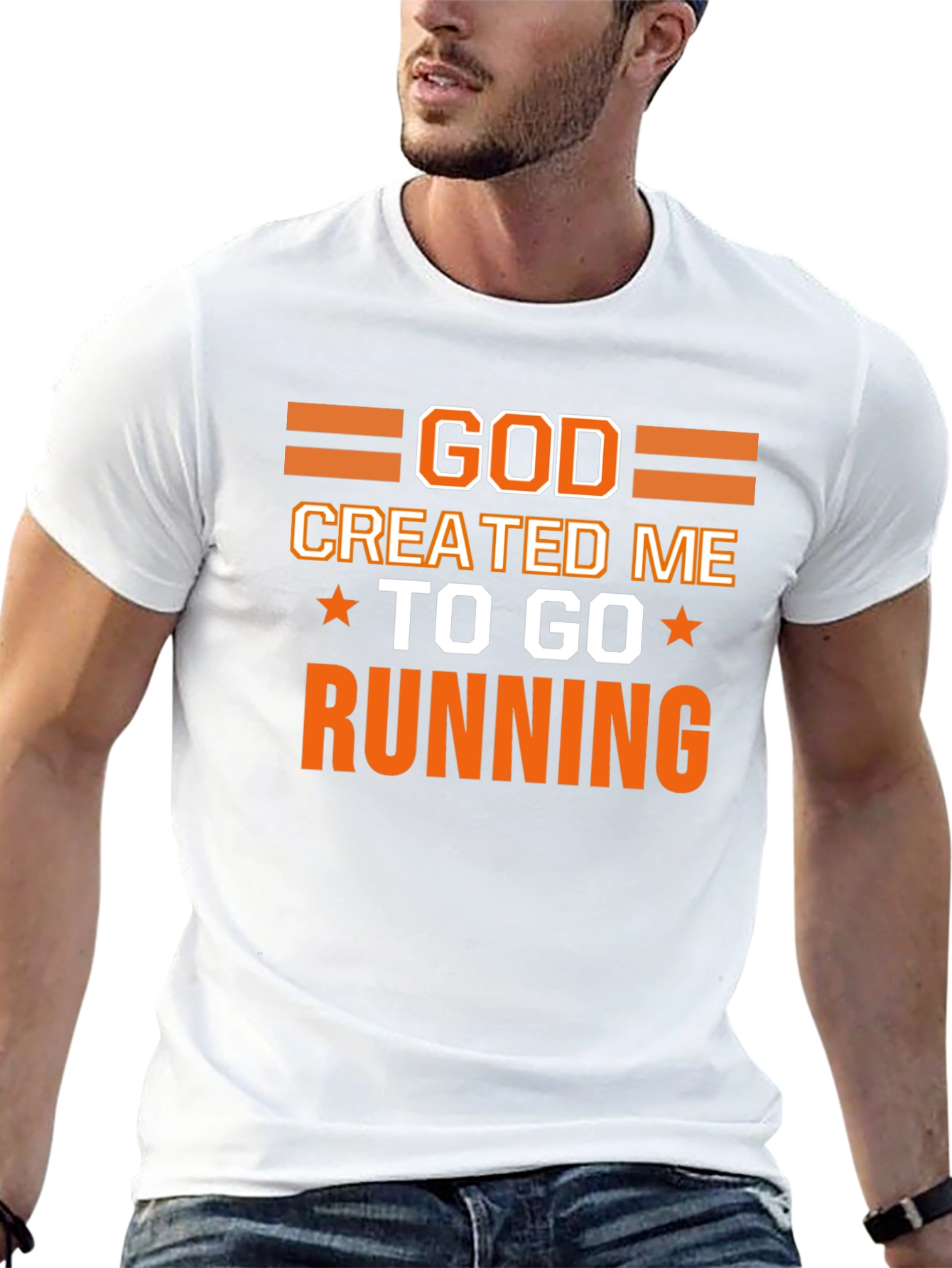 God Created Me To Go Running Black T-Shirt