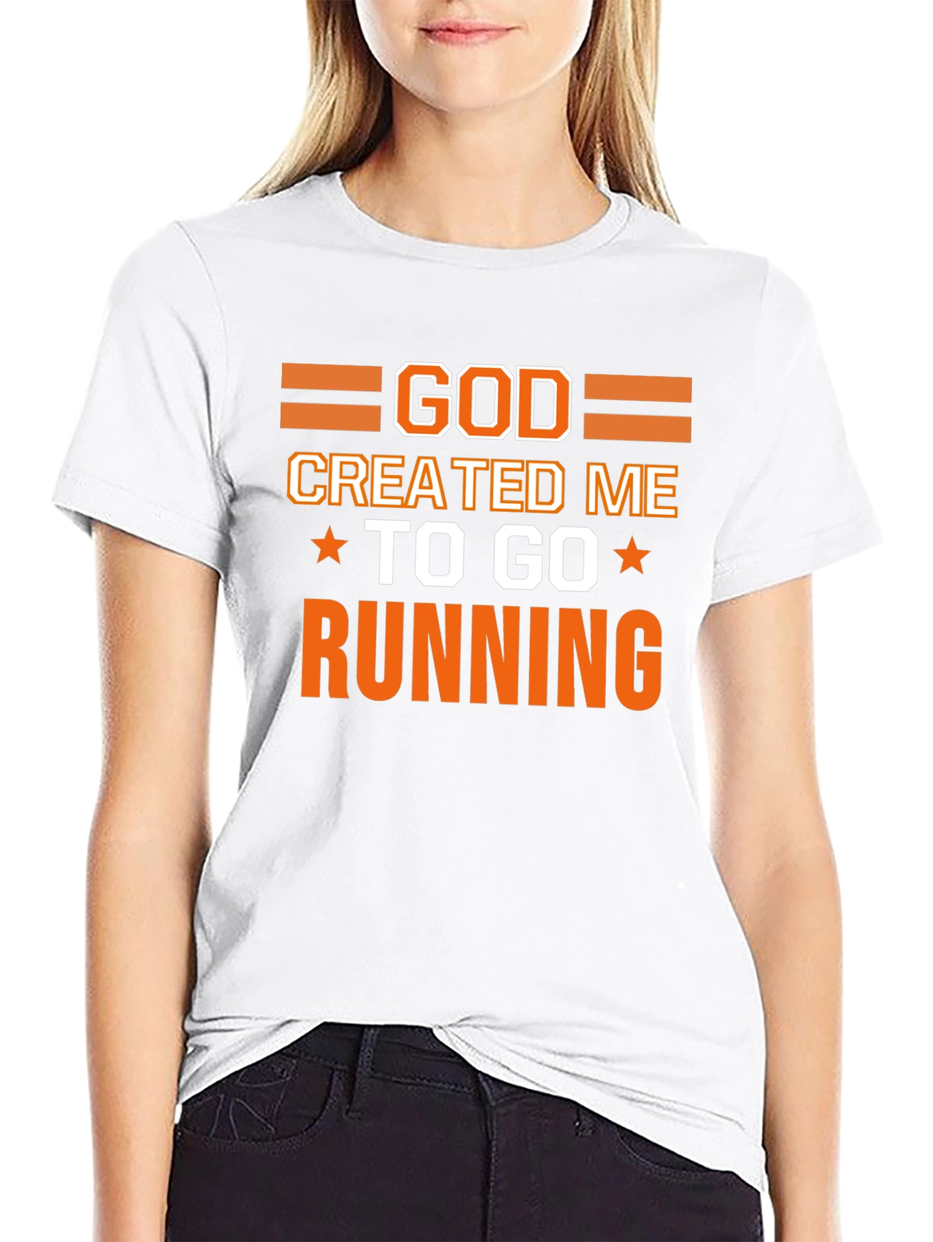 God Created Me To Go Running Black T-Shirt