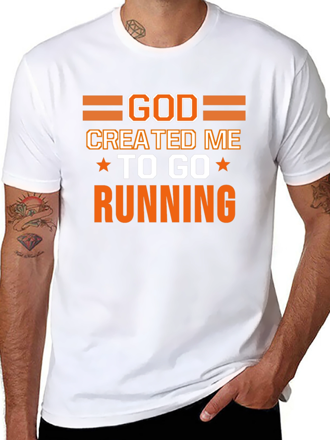 God Created Me To Go Running Black T-Shirt