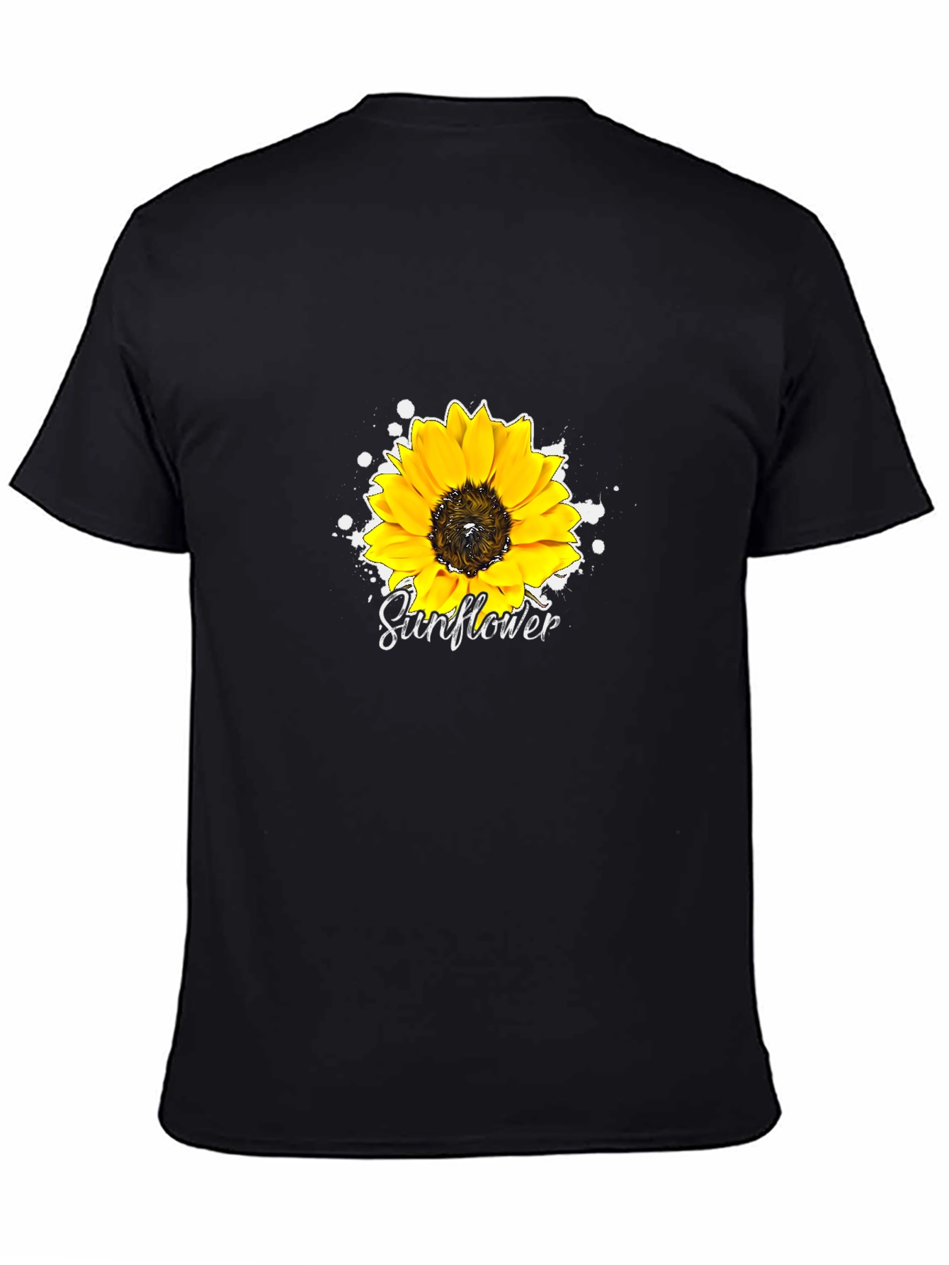 Sunflower Graphic Tee - Black Cotton Blend T-Shirt