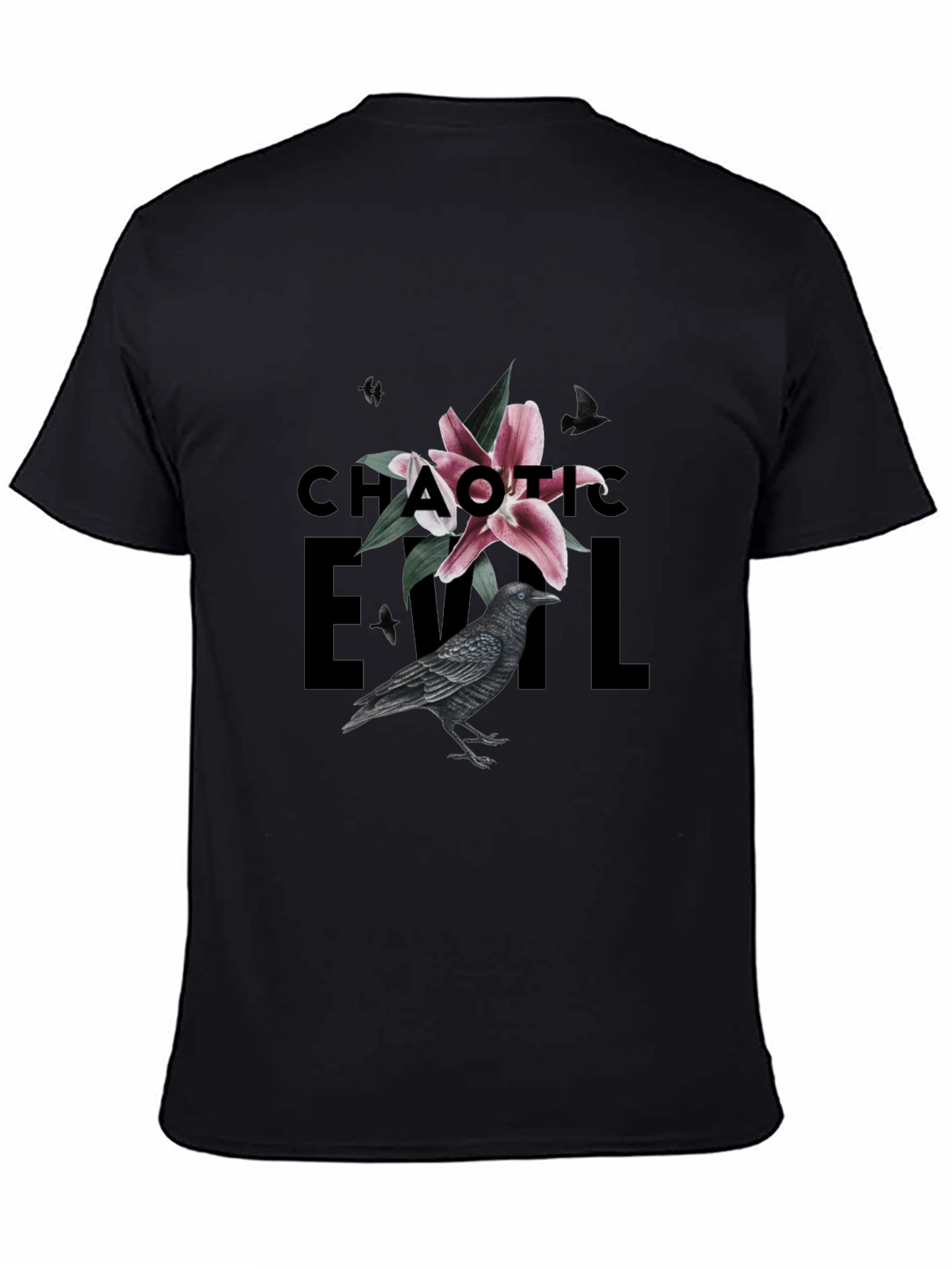 Chaotic Evil Raven Graphic Tee - Mens Black T-Shirt