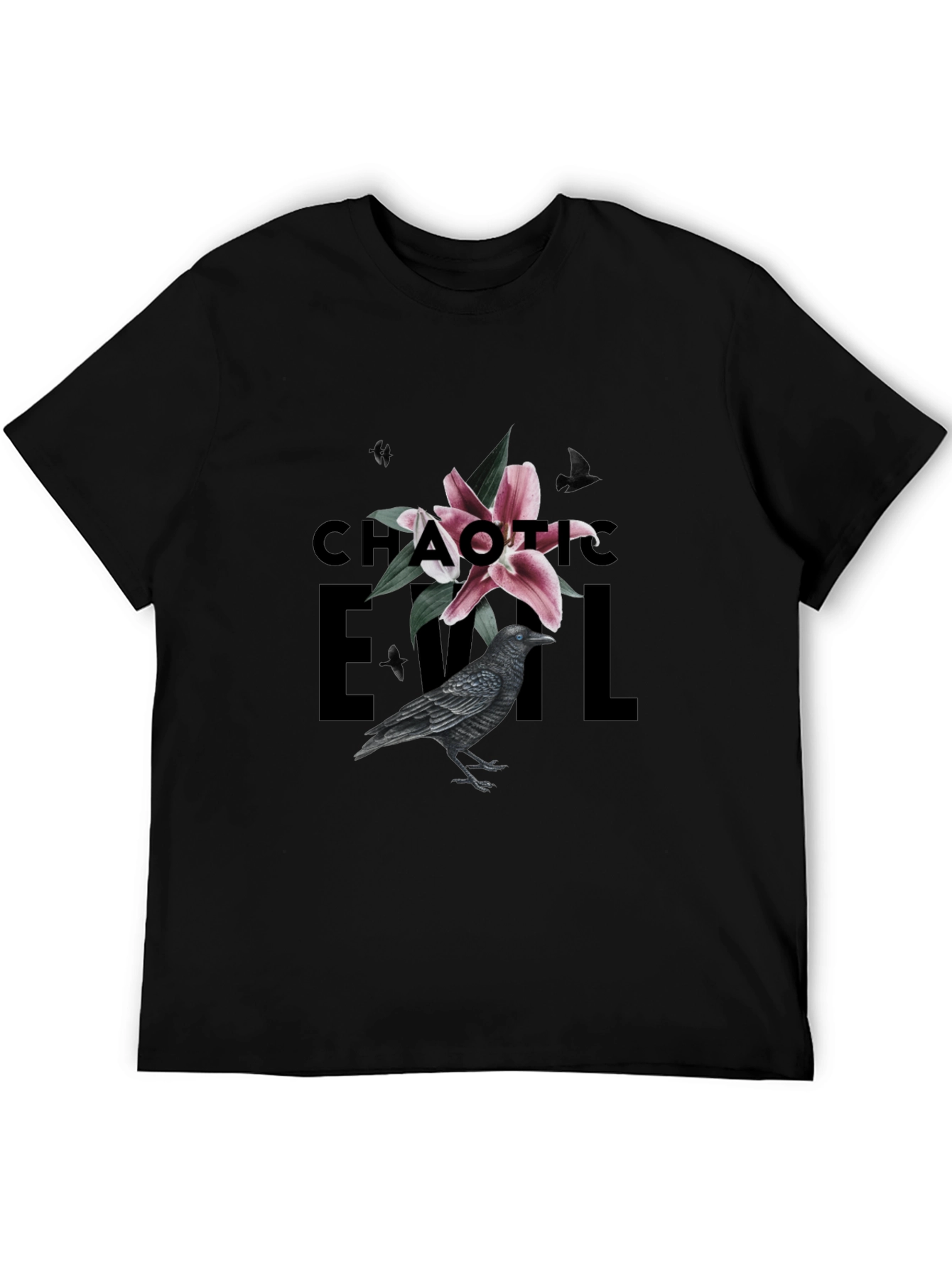 Chaotic Evil Raven Graphic Tee - Mens Black T-Shirt