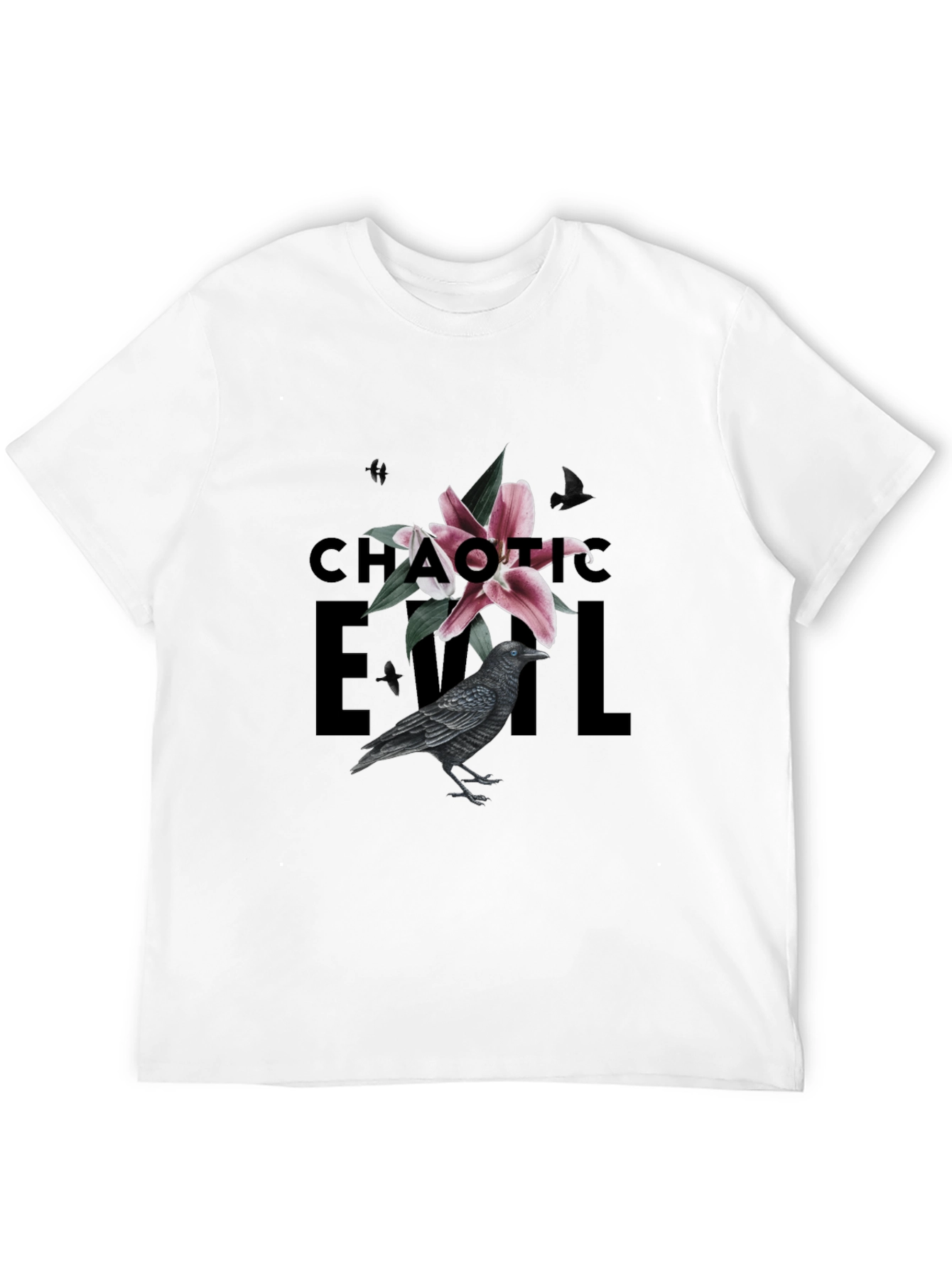 Chaotic Evil Raven Graphic Tee - Mens Black T-Shirt