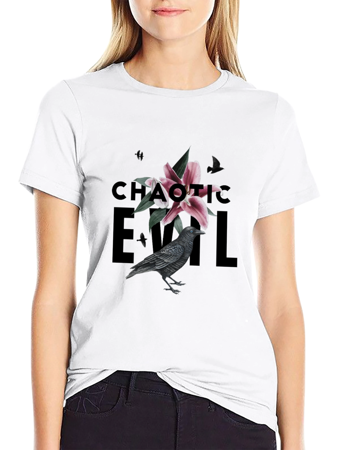 Chaotic Evil Raven Graphic Tee - Mens Black T-Shirt