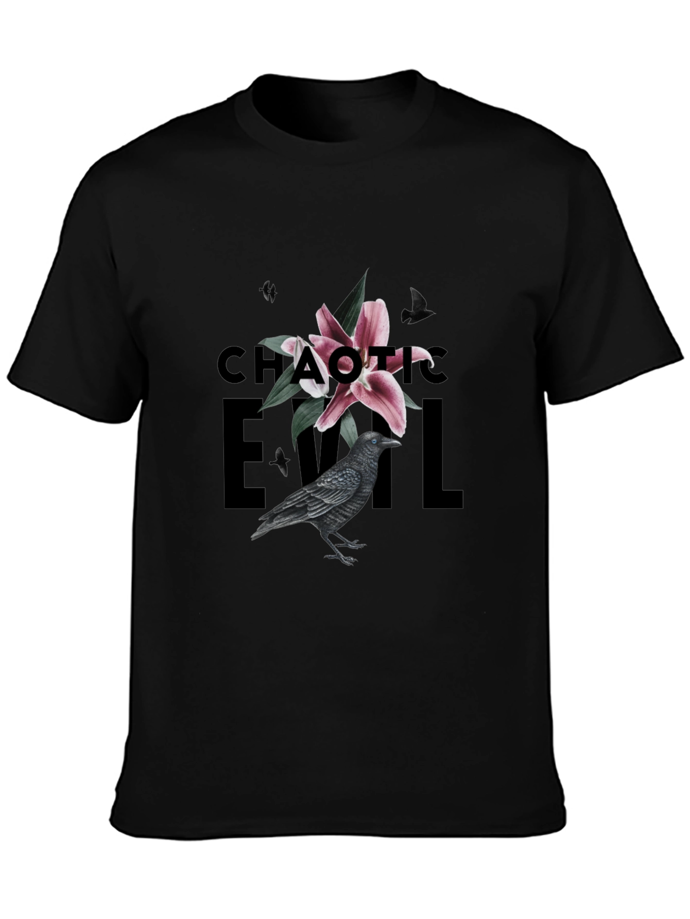 Chaotic Evil Raven Graphic Tee - Mens Black T-Shirt
