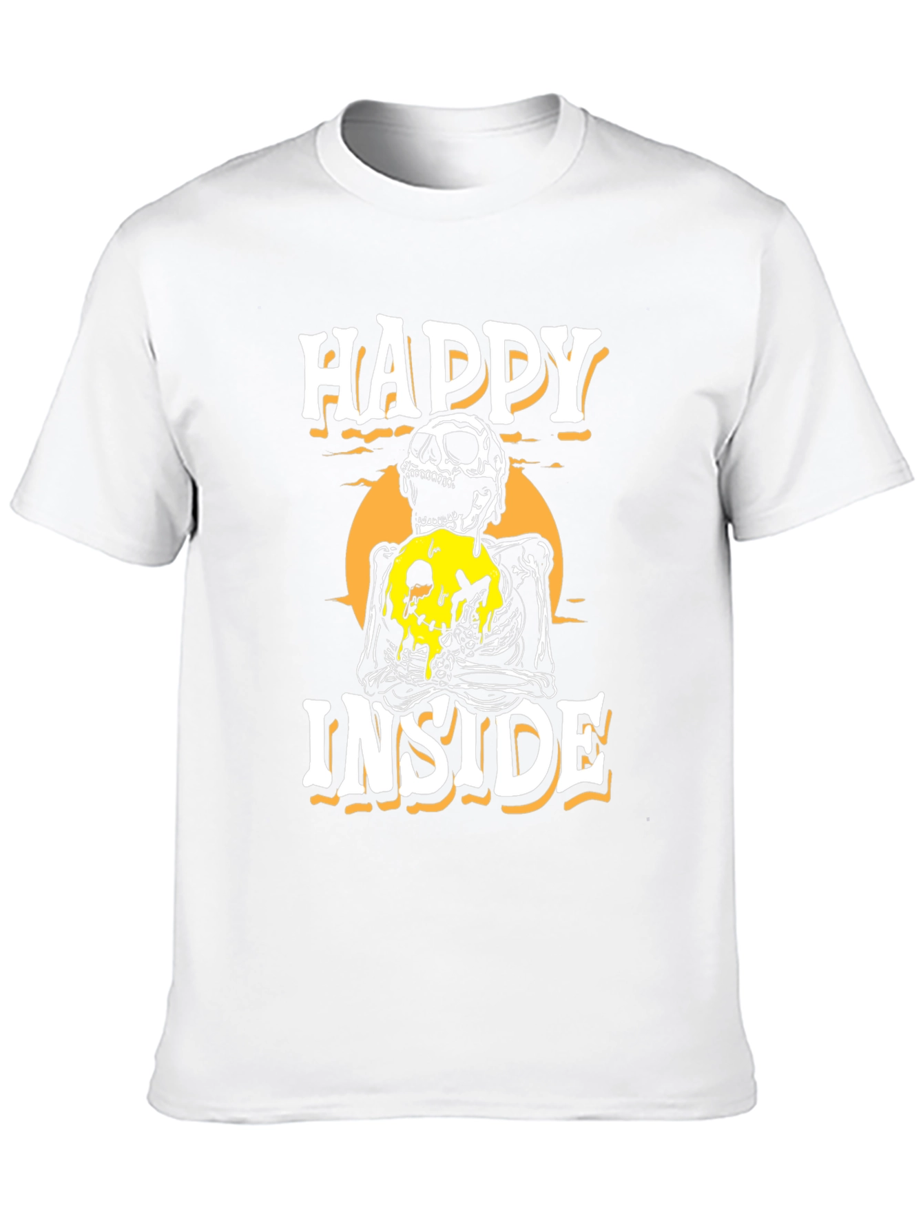 Happy Inside Skeleton Graphic T-Shirt - Black