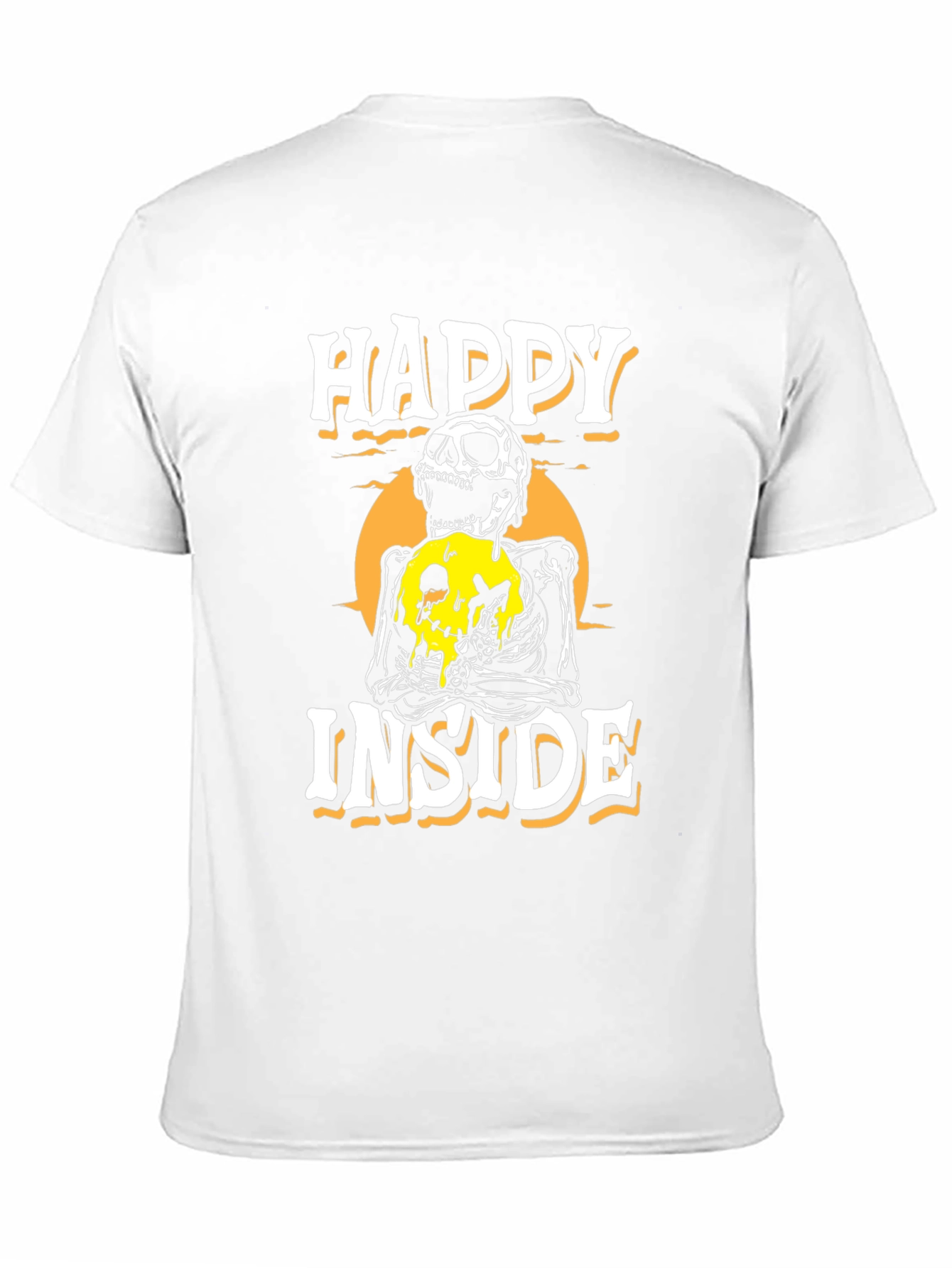 Happy Inside Skeleton Graphic T-Shirt - Black