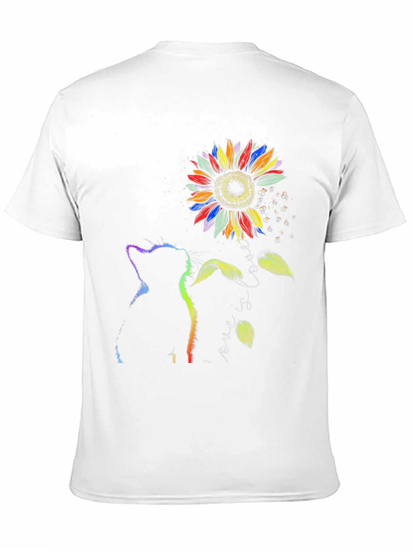Rainbow Cat Sunflower Love is Love T-Shirt