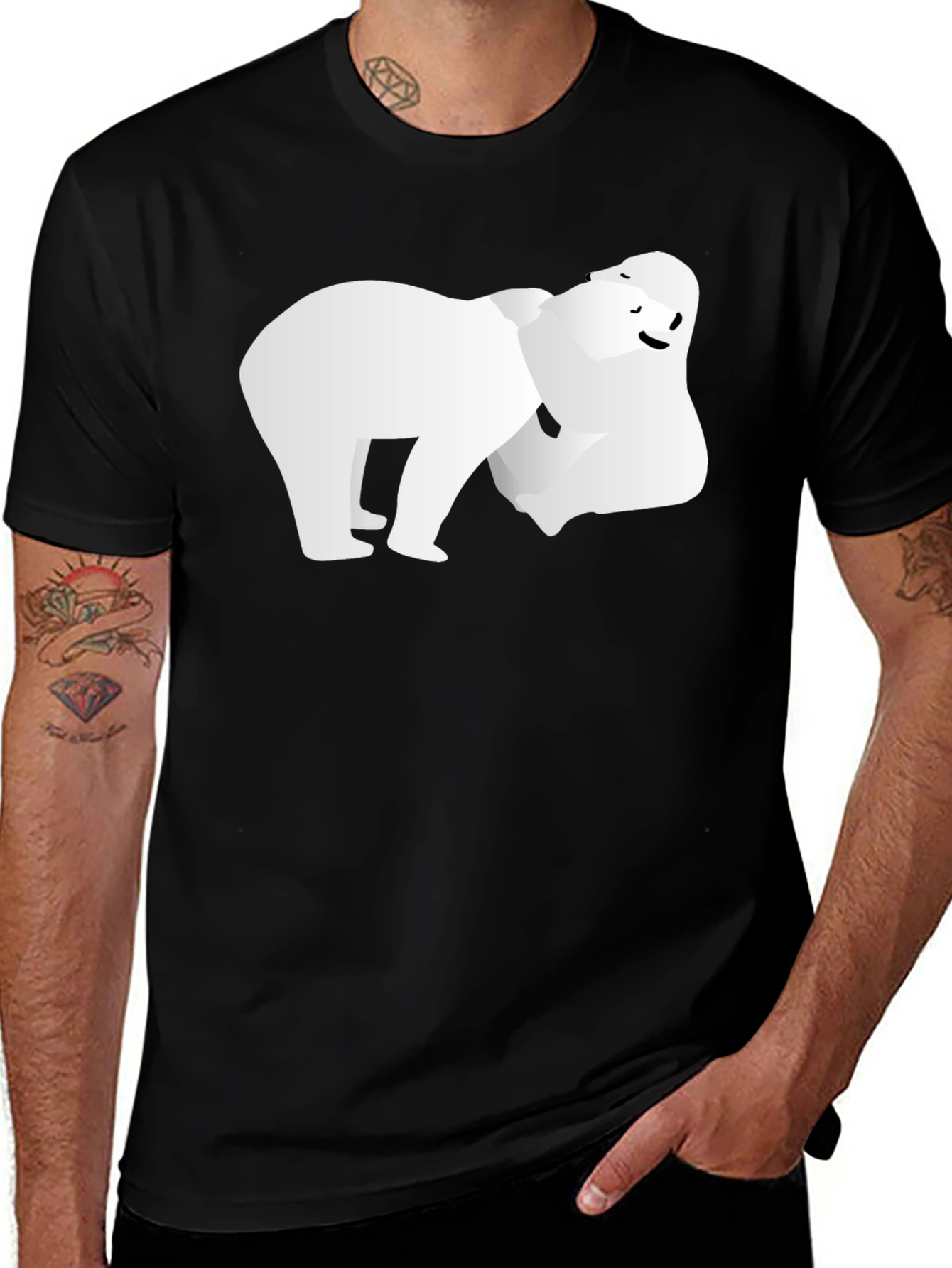 Modern Polar Bear Graphic Tee - Black