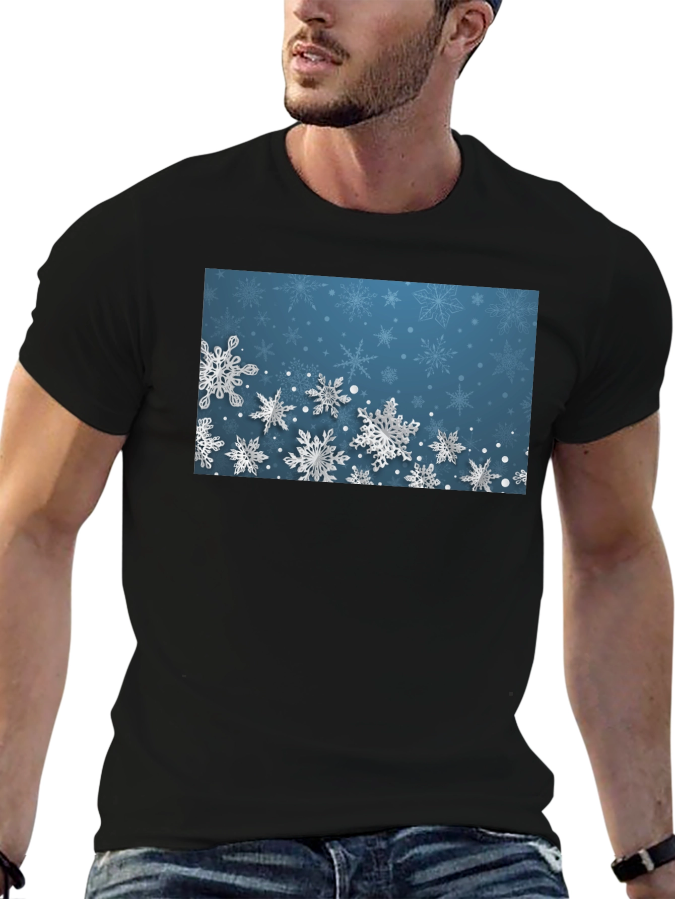 Snowflake Graphic Black T-Shirt