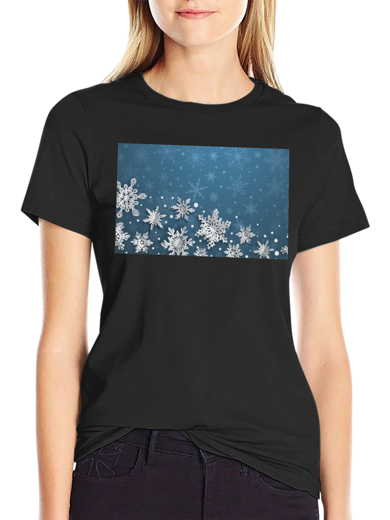 Snowflake Graphic Black T-Shirt