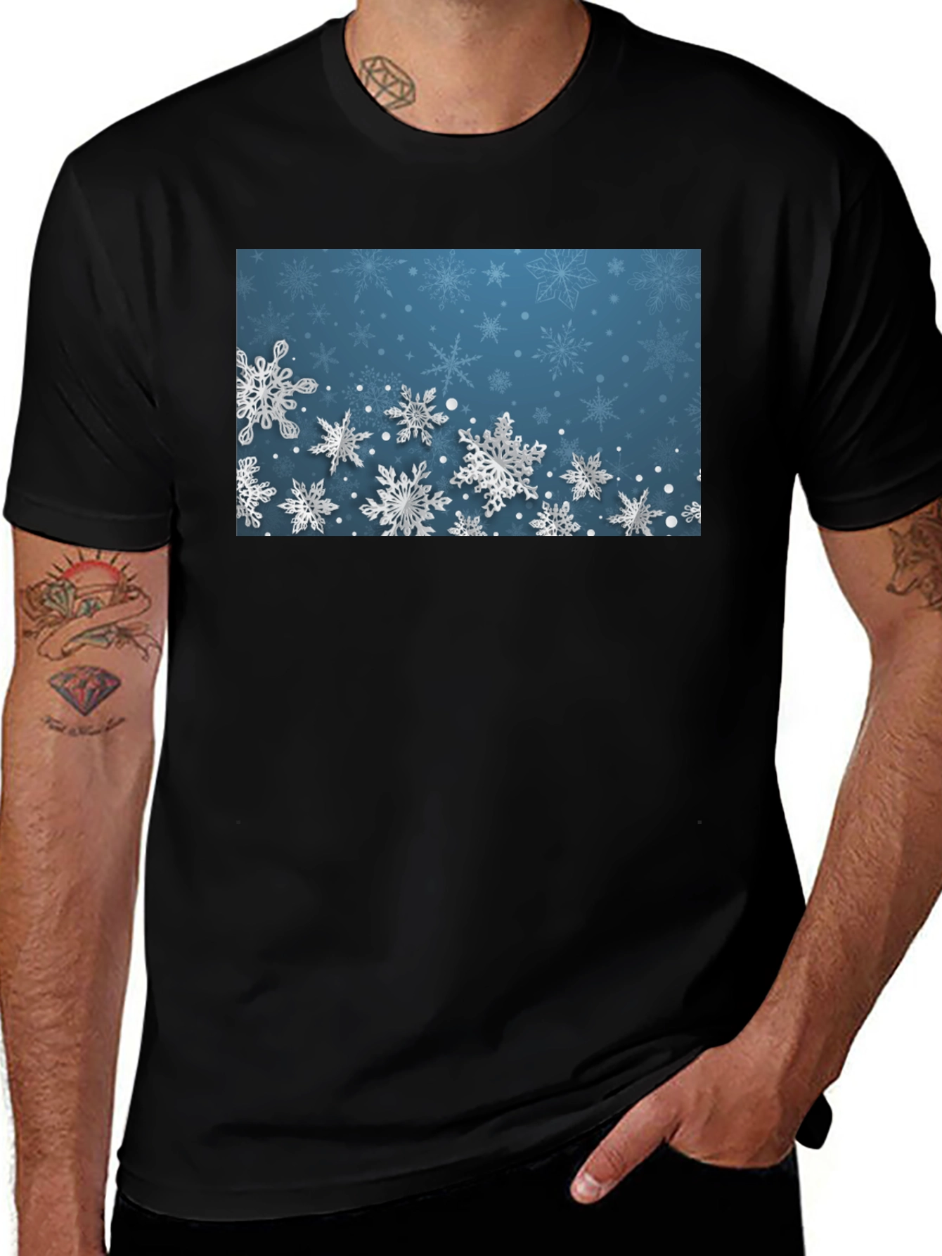 Snowflake Graphic Black T-Shirt