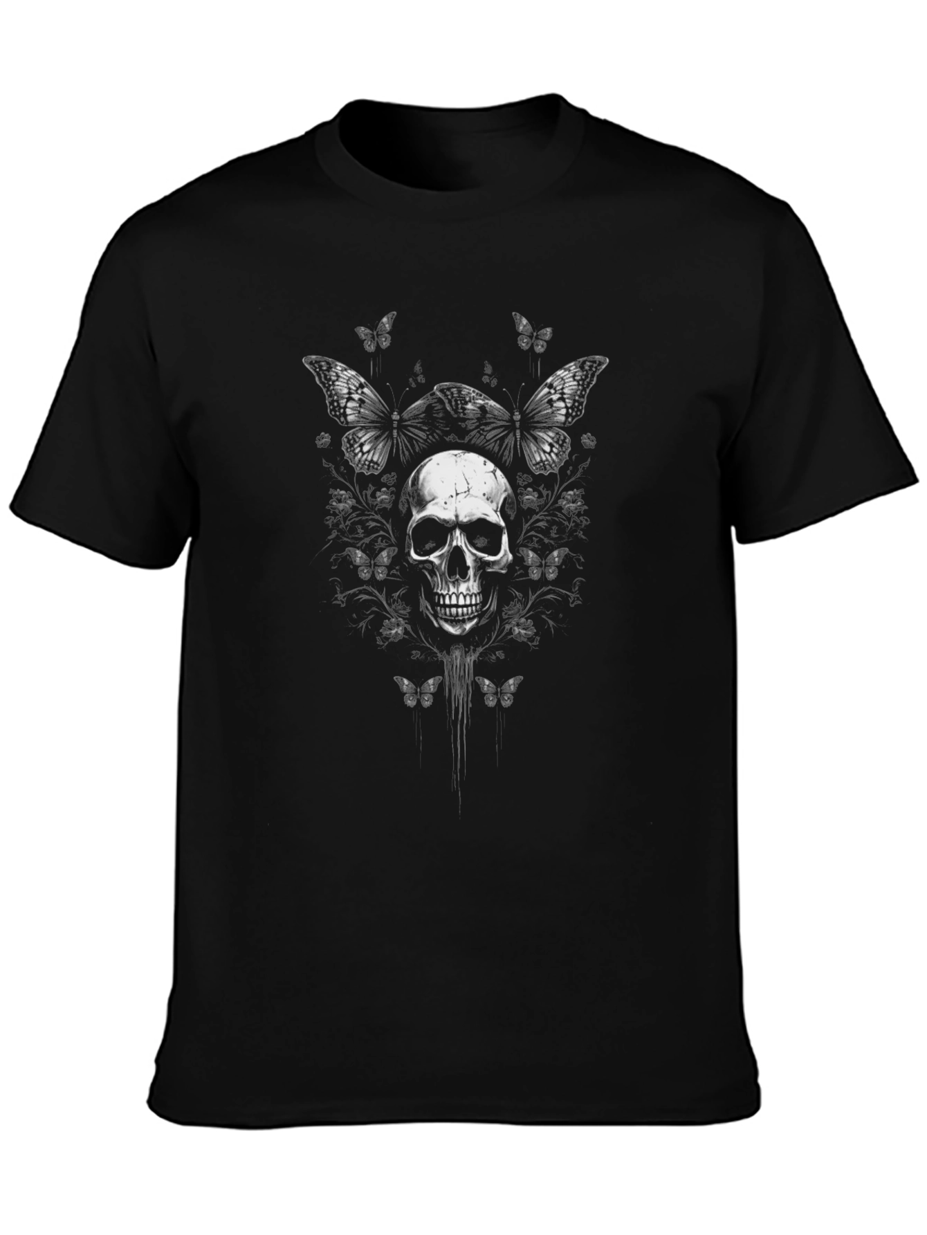 Skull & Butterfly Graphic Tee - Dark Aesthetic
