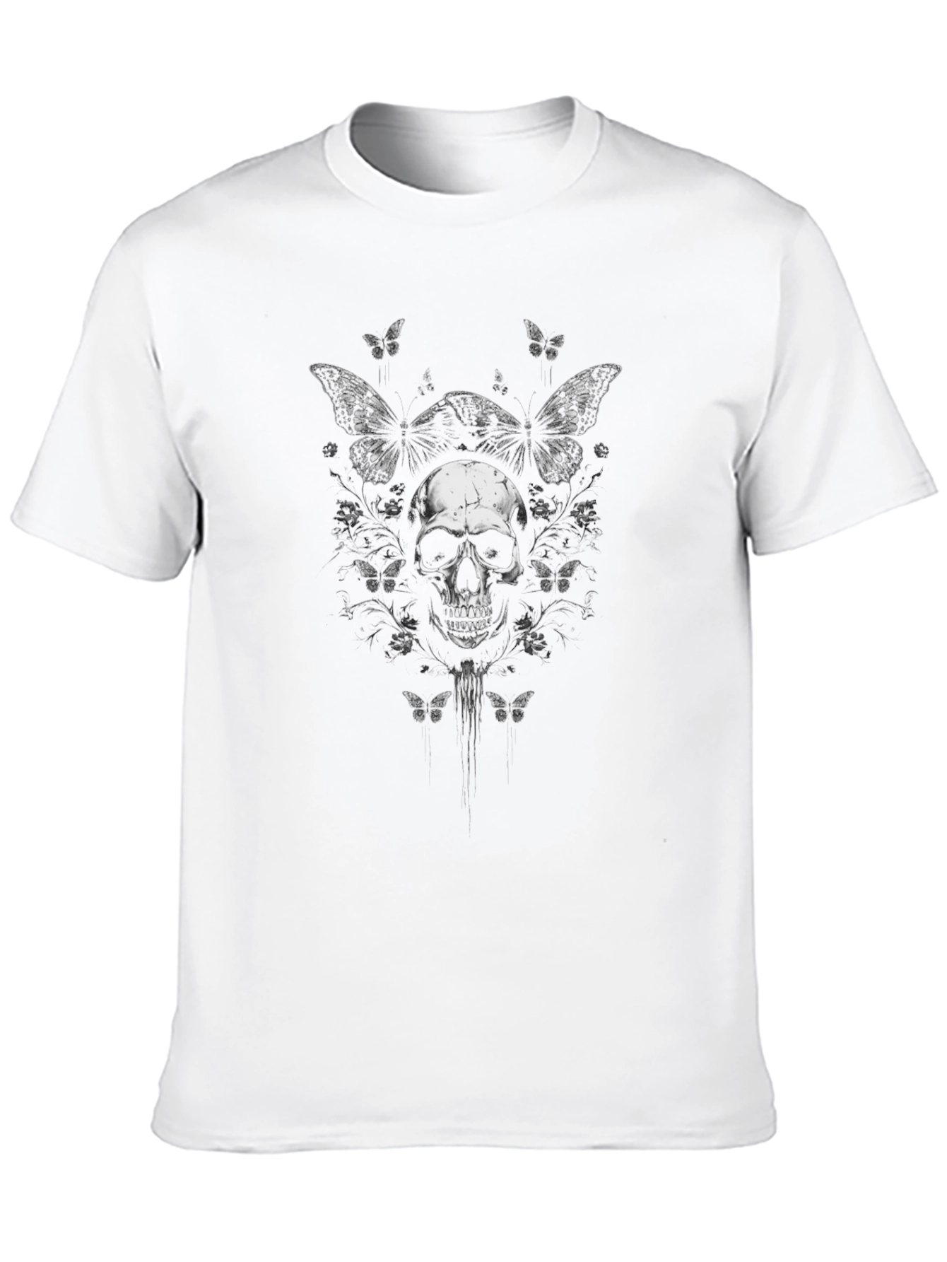 Skull & Butterfly Graphic Tee - Dark Aesthetic