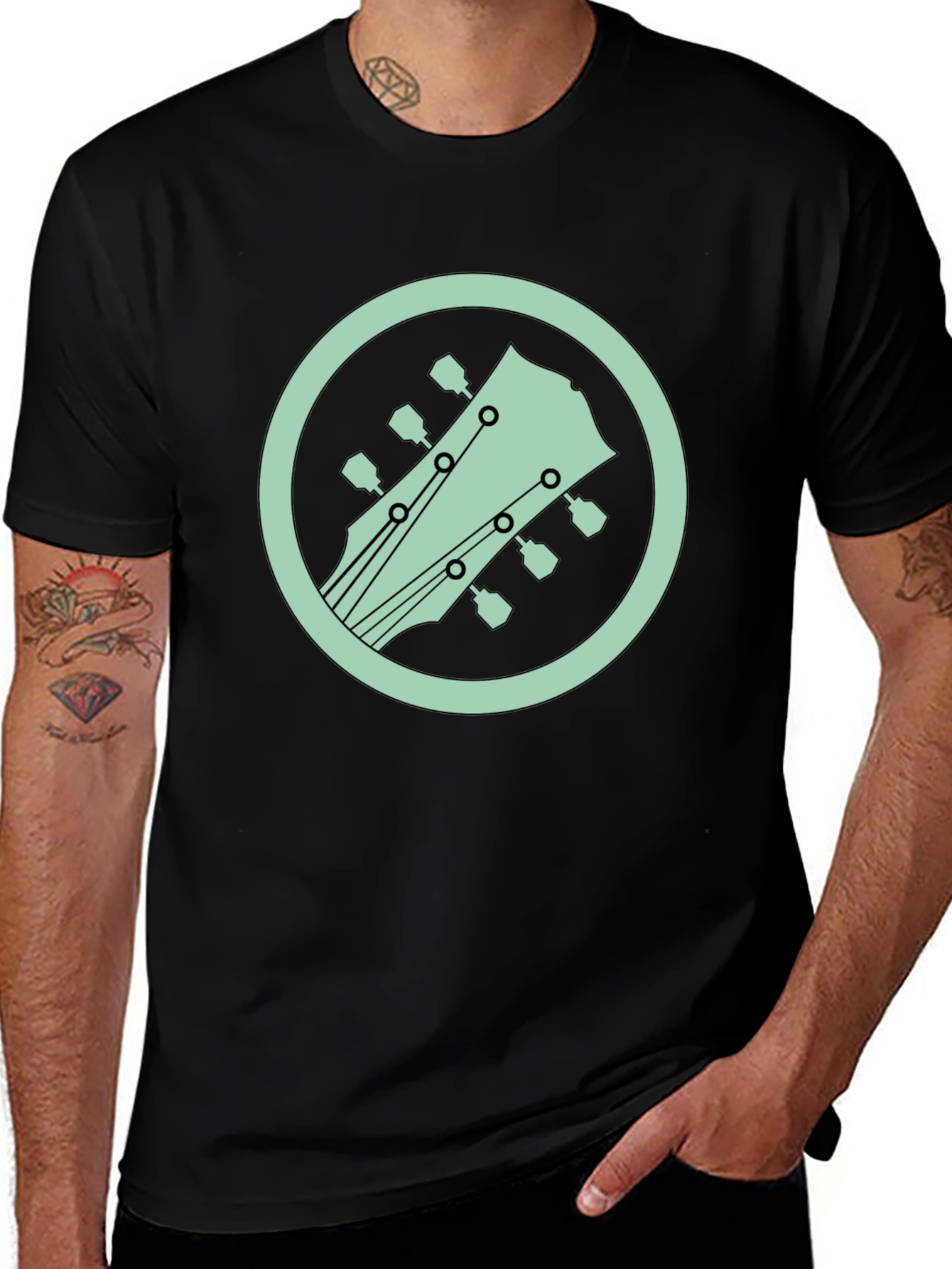 Guitar Headstock Graphic Tee - Cool Musician Style