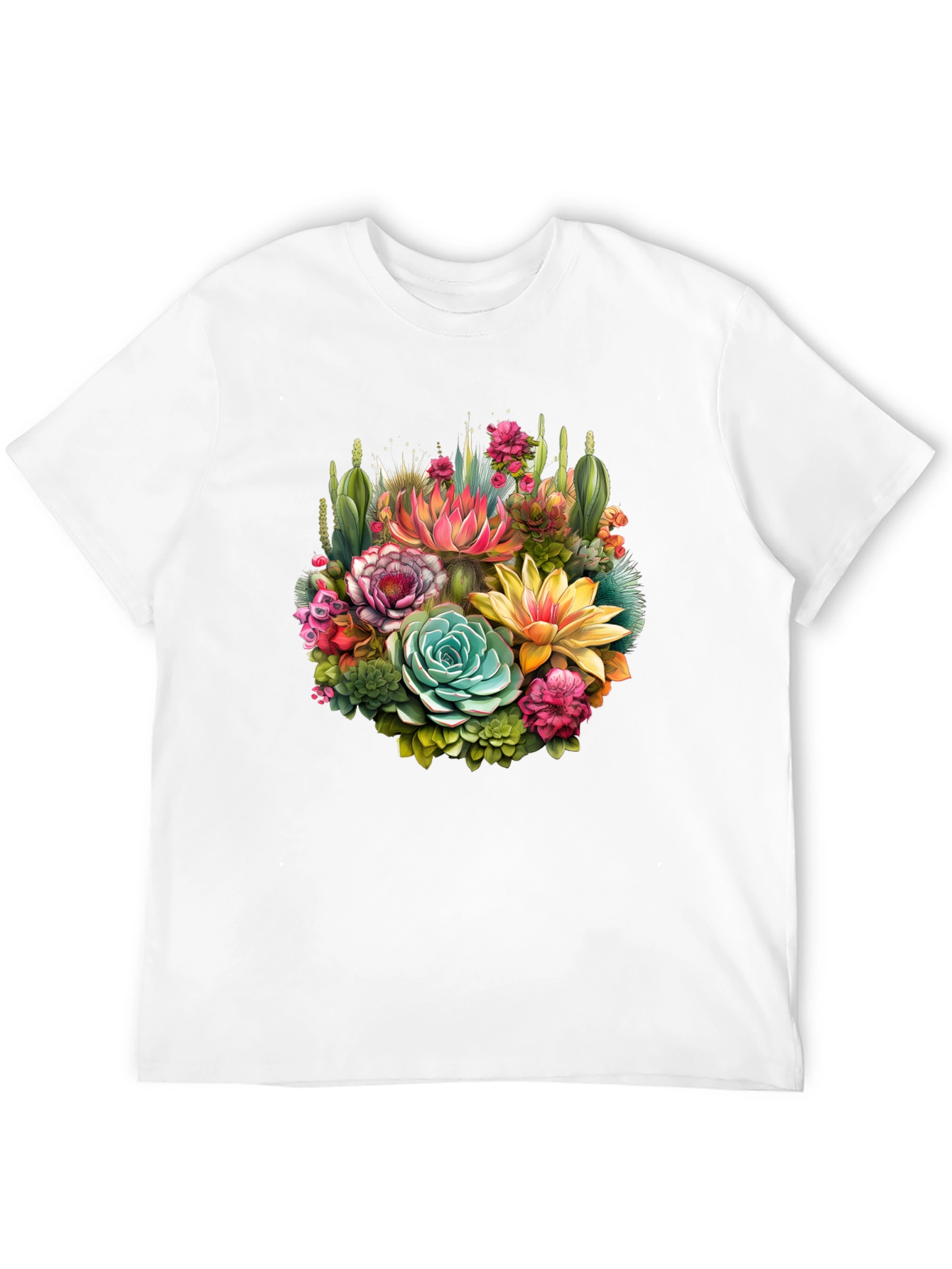 Floral Succulent T-Shirt - Stylish Botanical Design
