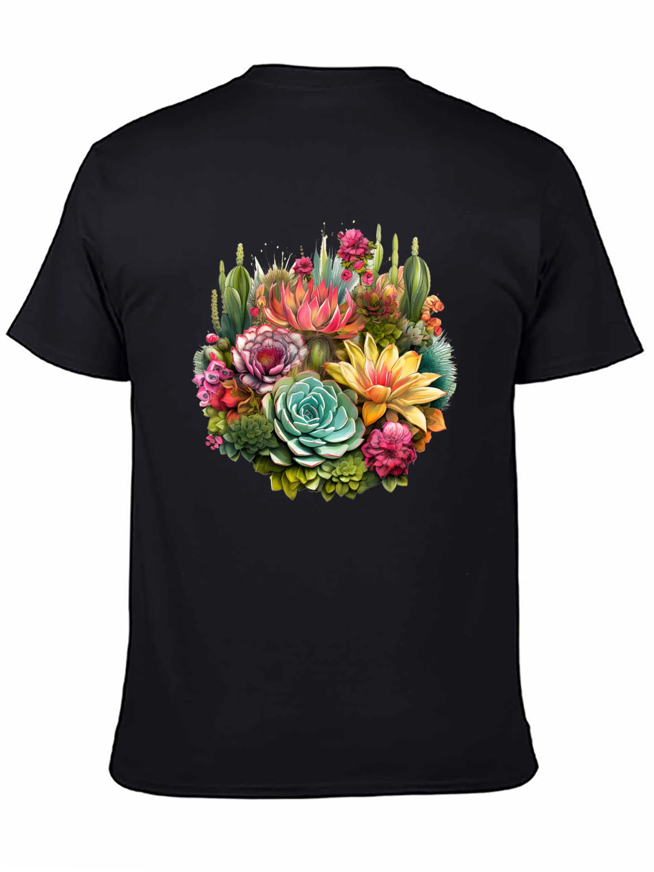 Floral Succulent T-Shirt - Stylish Botanical Design