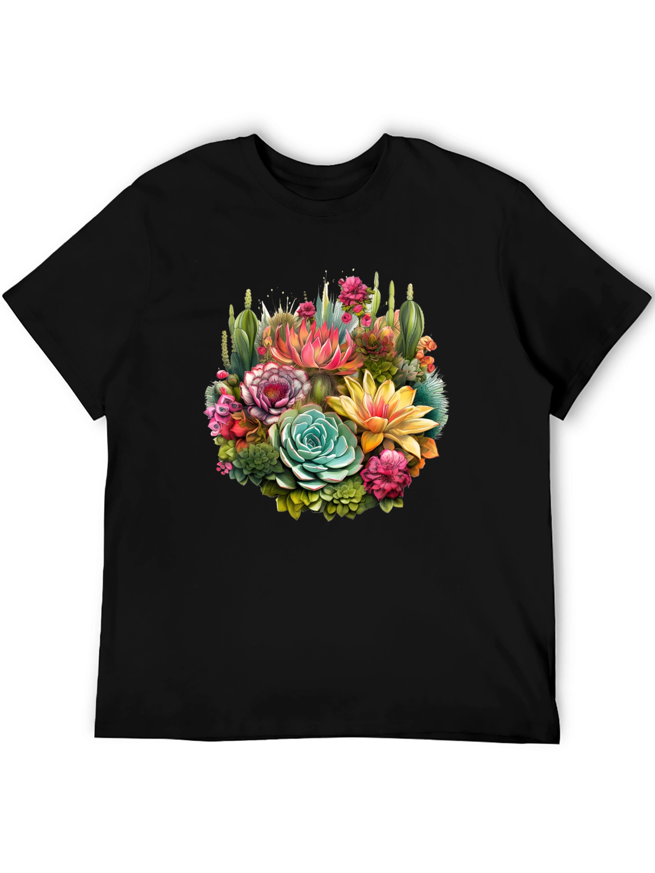 Floral Succulent T-Shirt - Stylish Botanical Design