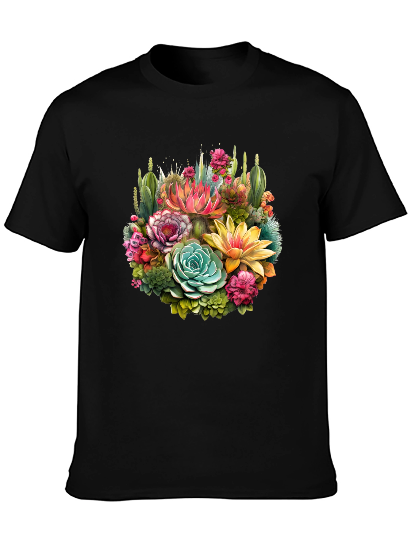 Floral Succulent T-Shirt - Stylish Botanical Design