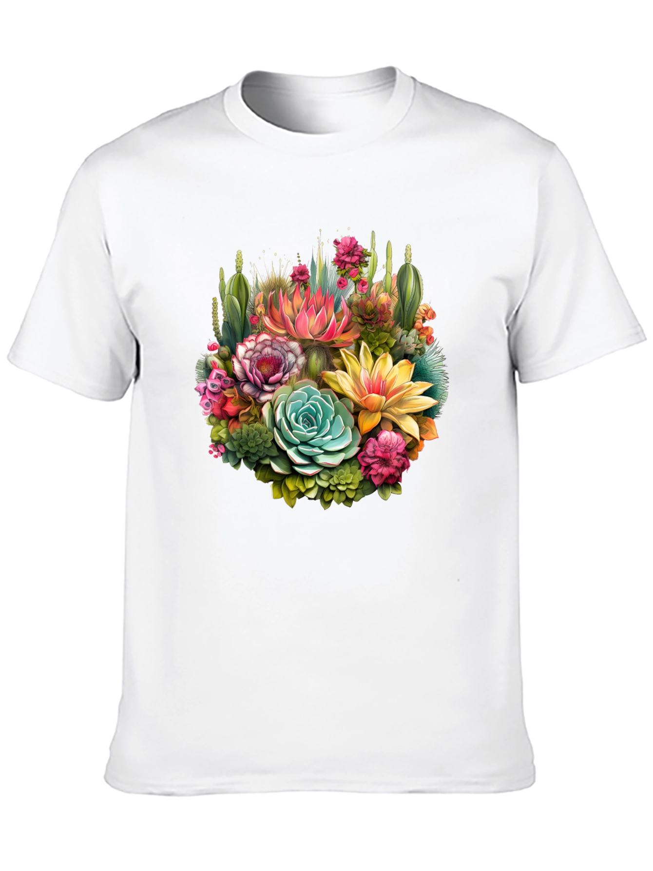 Floral Succulent T-Shirt - Stylish Botanical Design