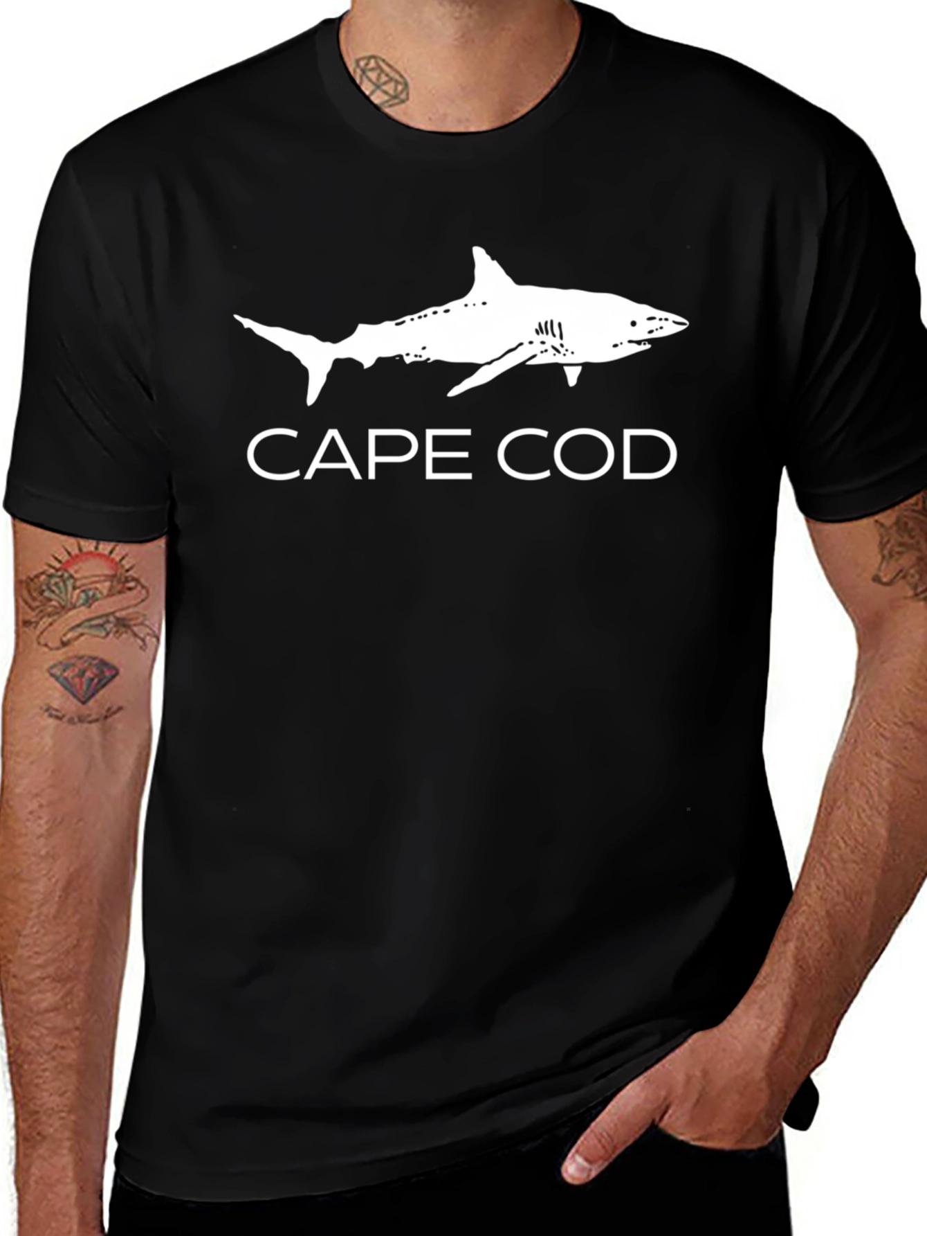 Cape Cod Shark Graphic Black T-Shirt
