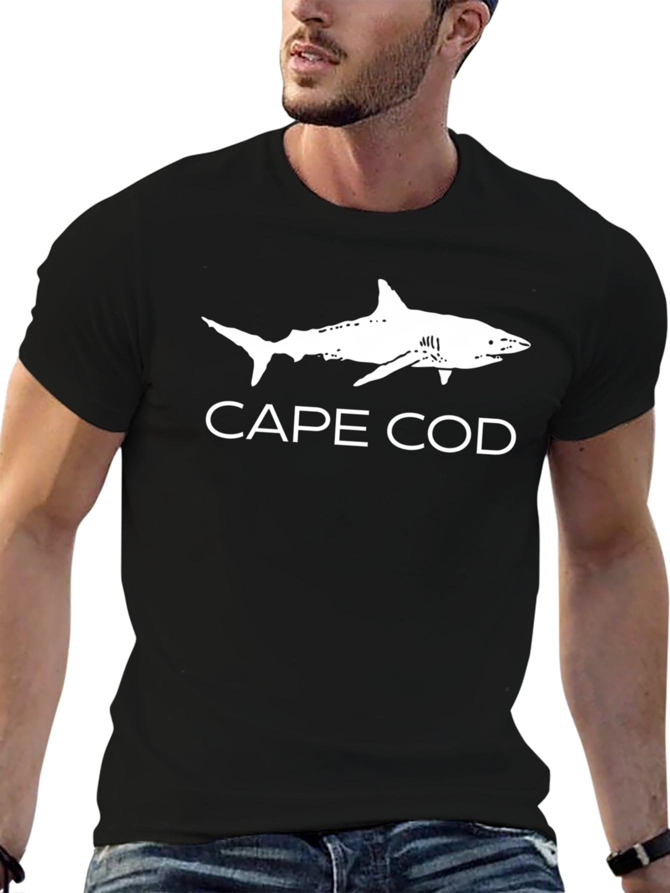 Cape Cod Shark Graphic Black T-Shirt