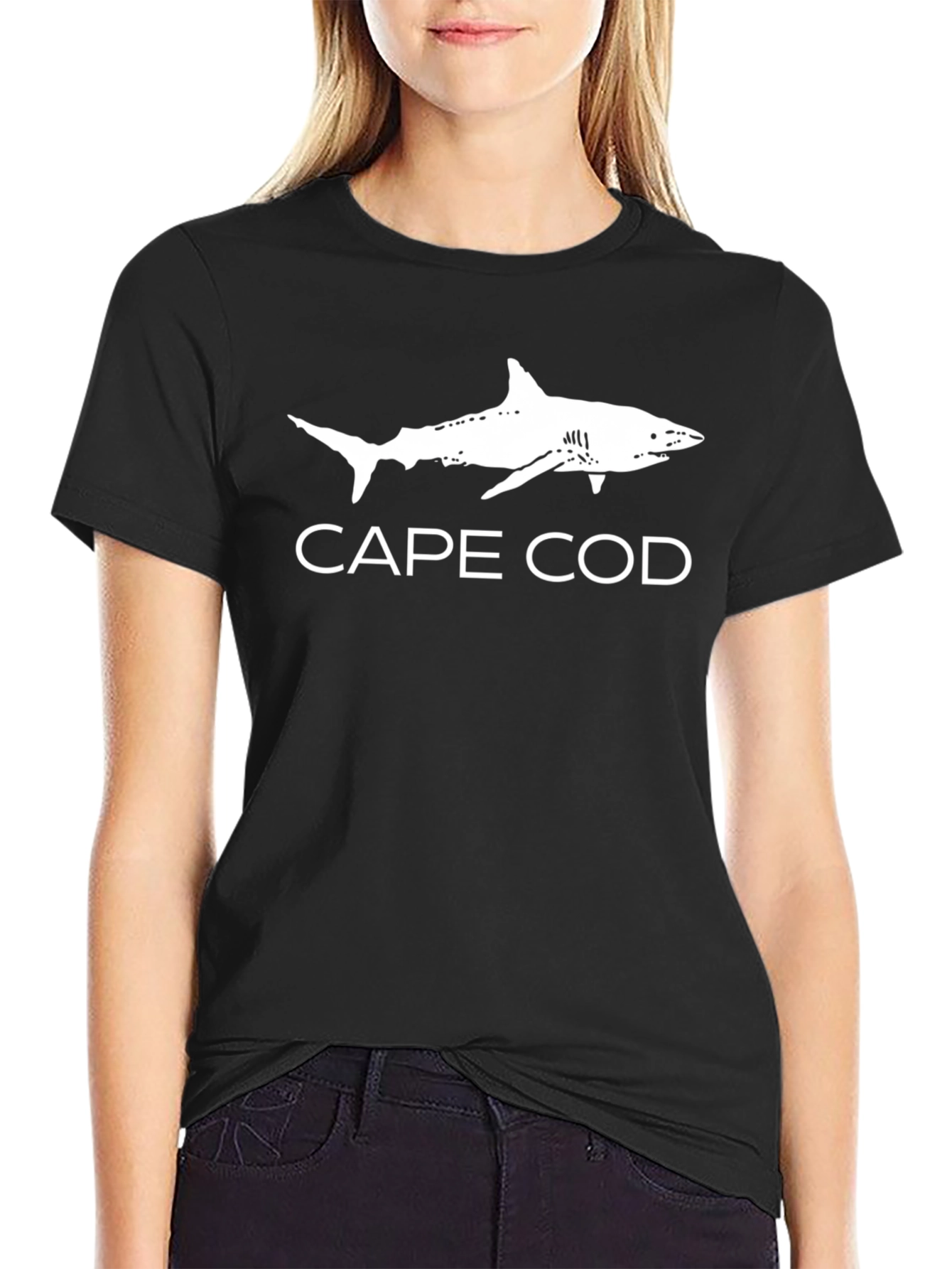 Cape Cod Shark Graphic Black T-Shirt
