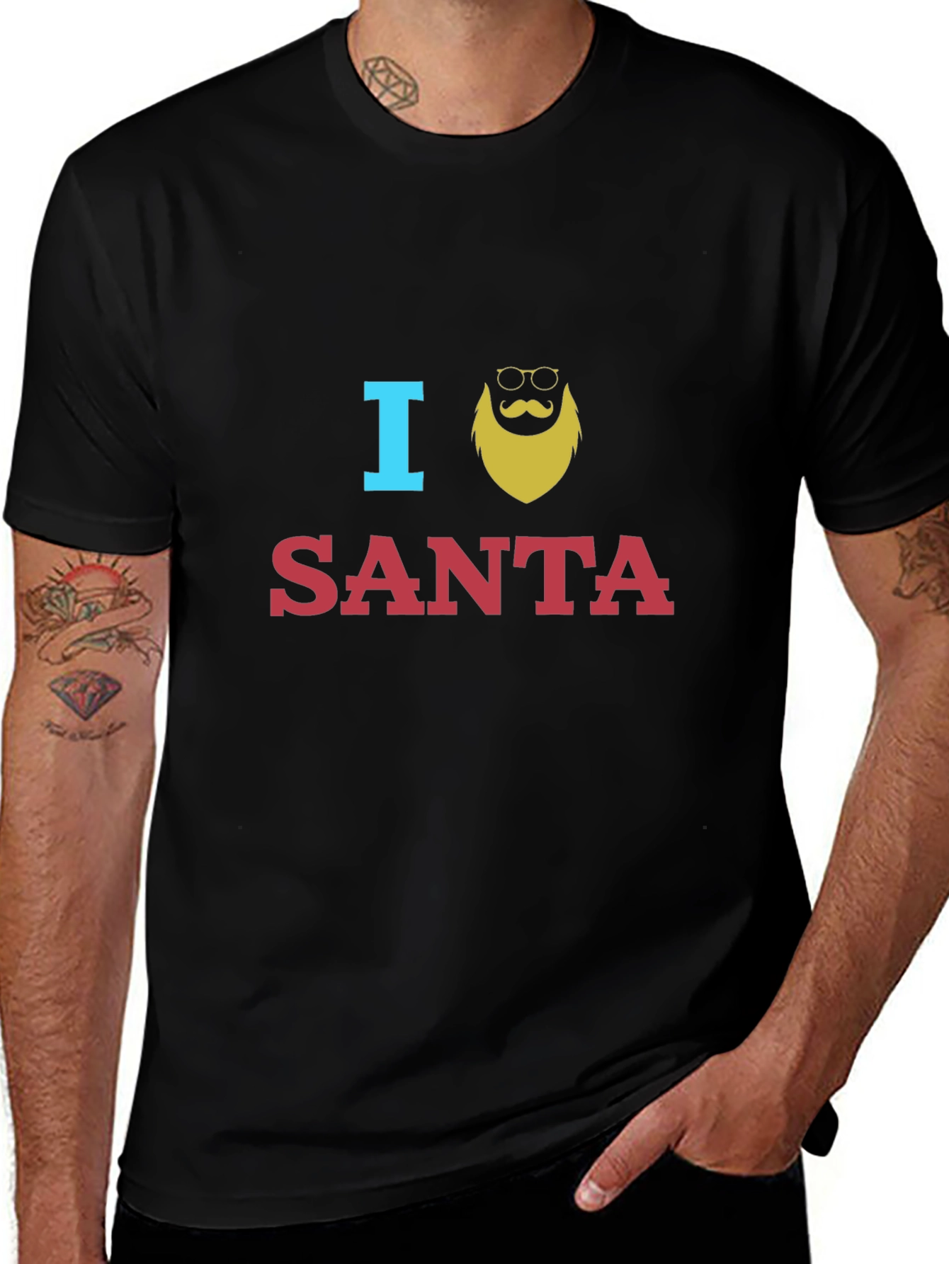 I Love Santa T-Shirt Funny Christmas Tee