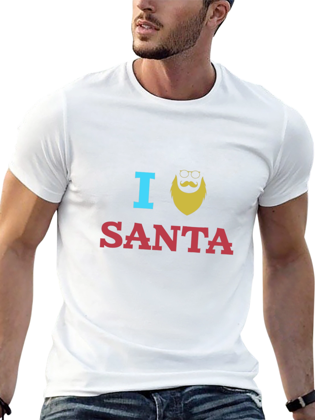 I Love Santa T-Shirt Funny Christmas Tee
