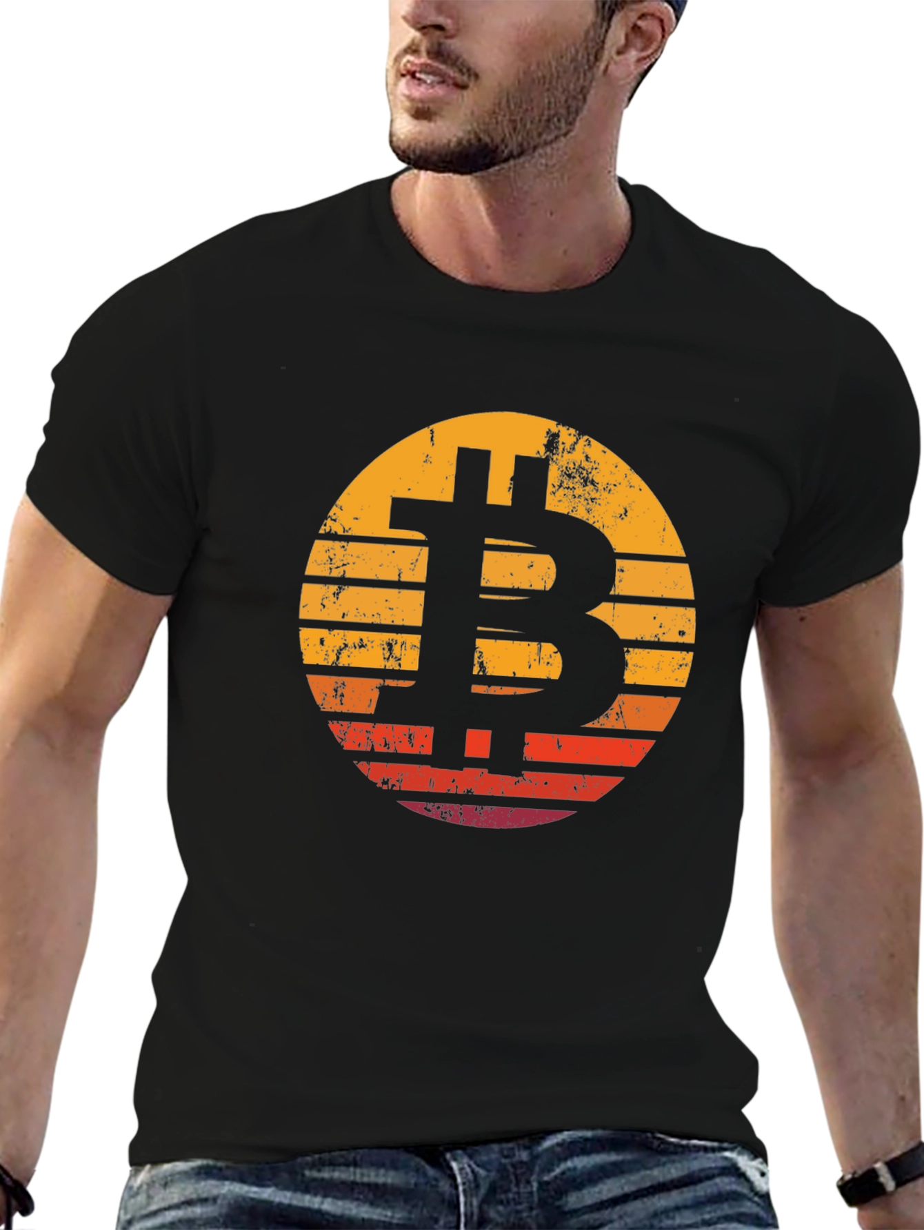 Bitcoin Sunset Black T-Shirt Crypto Currency Tee