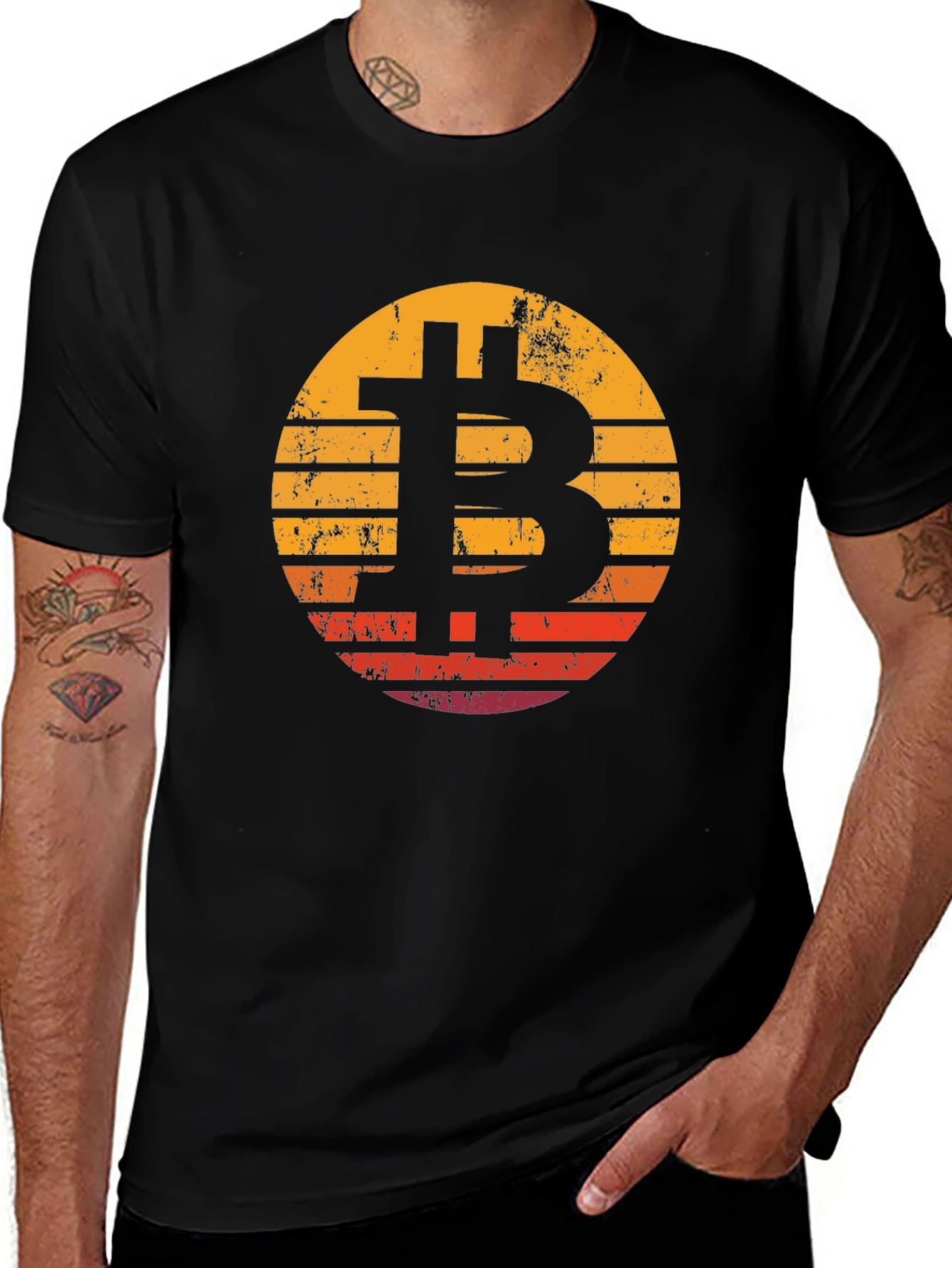 Bitcoin Sunset Black T-Shirt Crypto Currency Tee