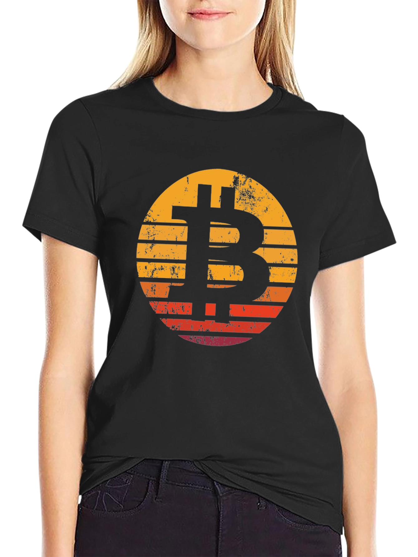 Bitcoin Sunset Black T-Shirt Crypto Currency Tee