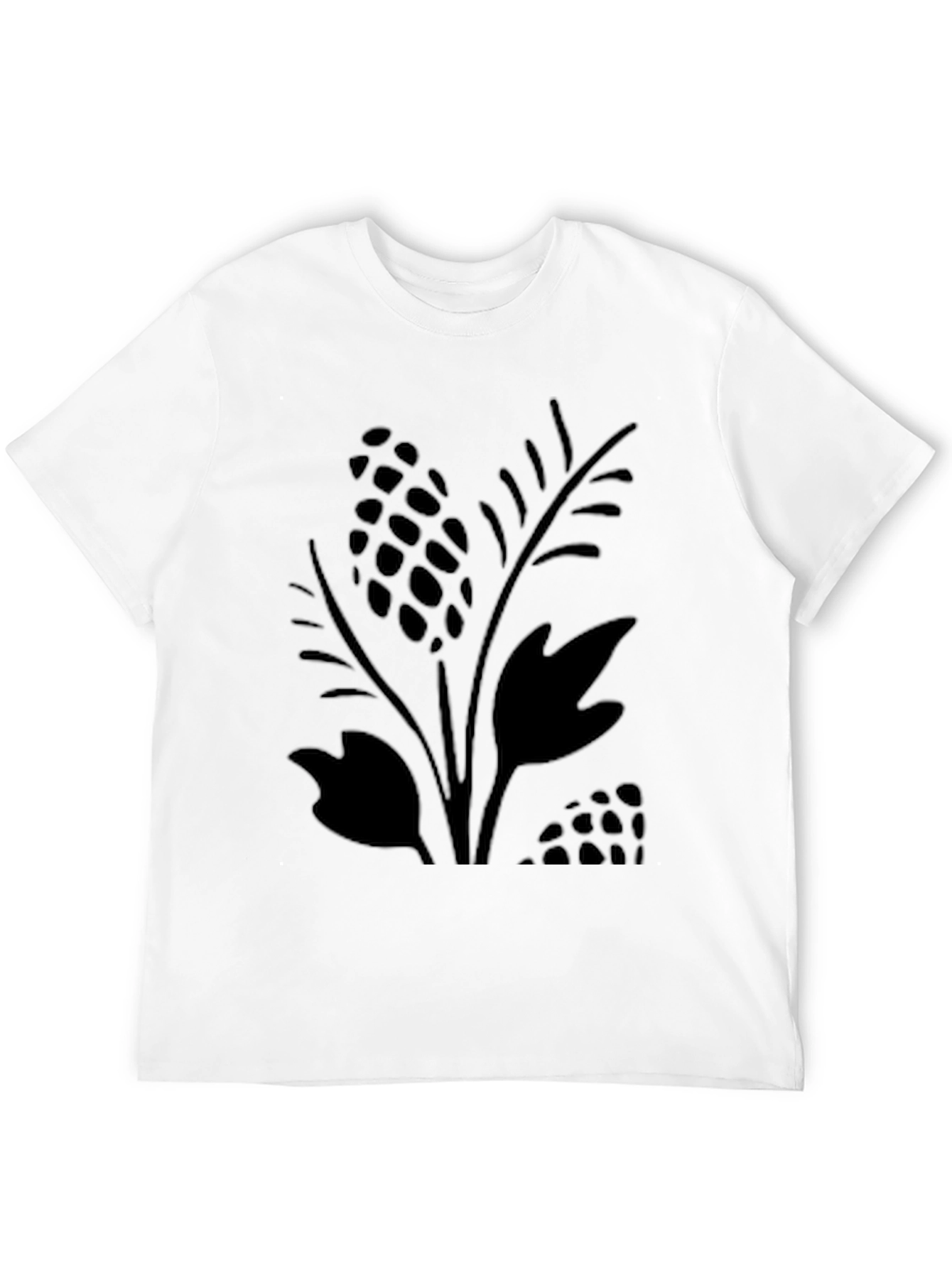 Black Tee with Botanical Print