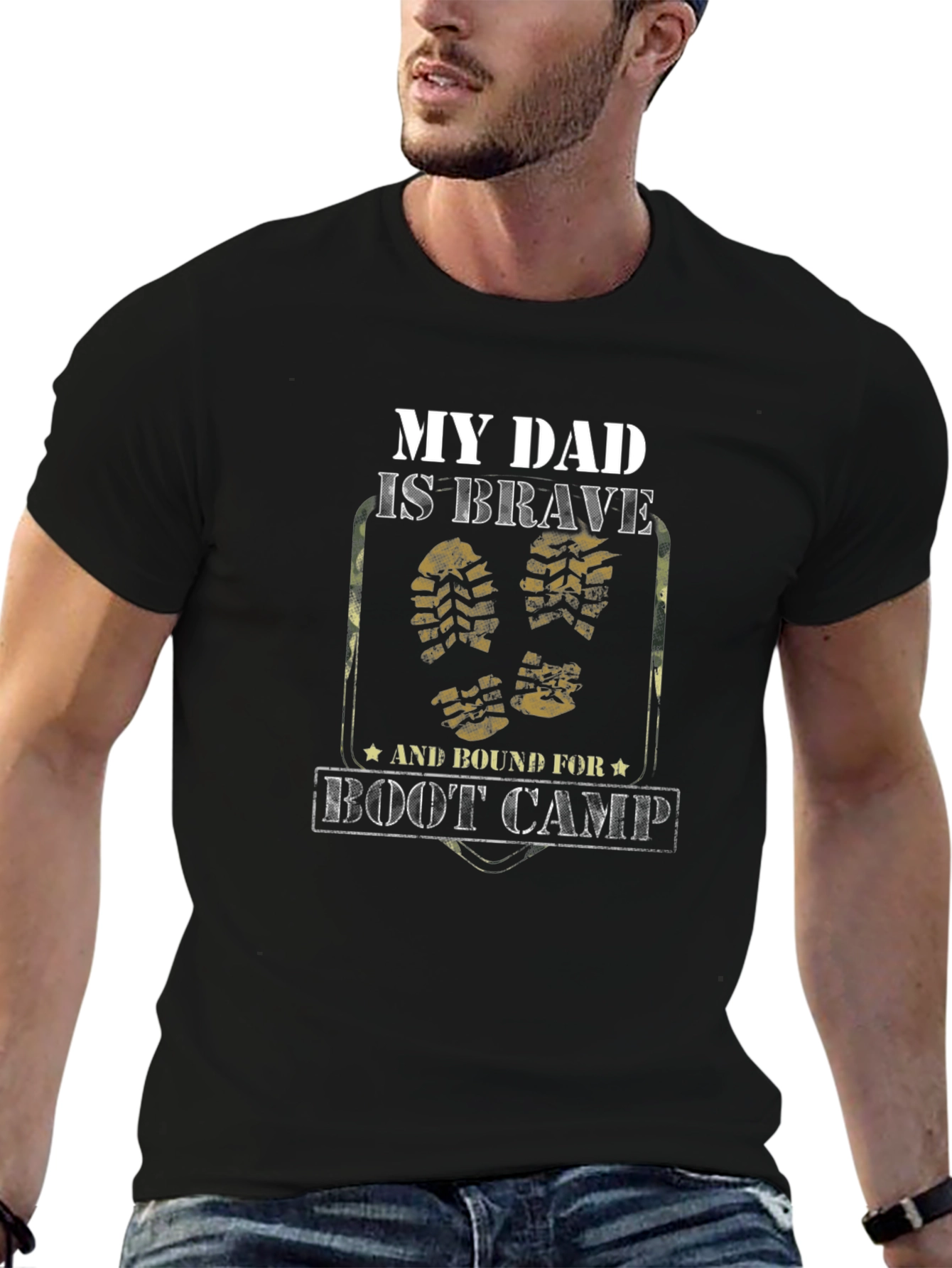 My Dad is Brave Boot Camp Graphic T-Shirt