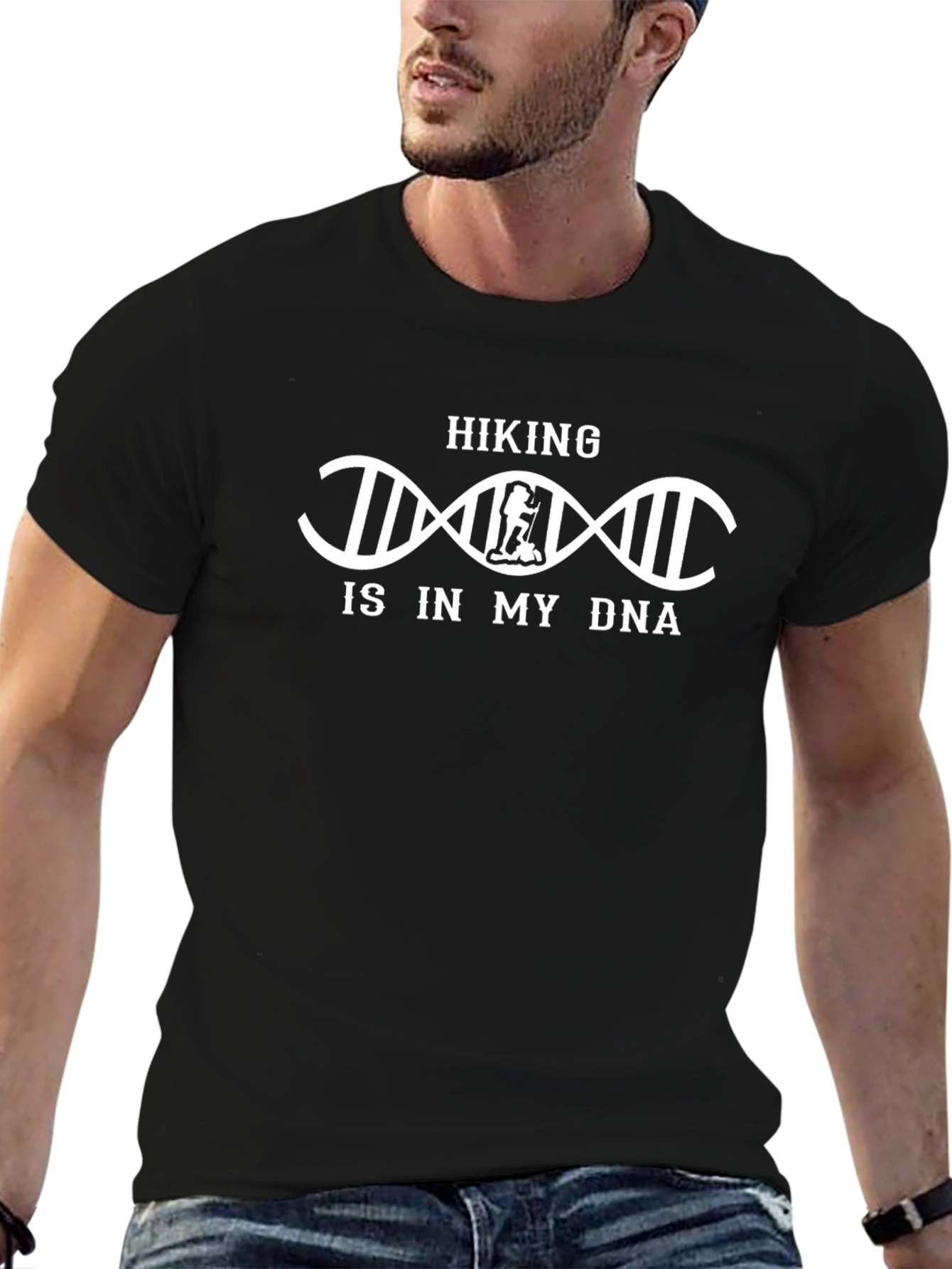 Hiking DNA Black T-Shirt: Nature Lover Apparel