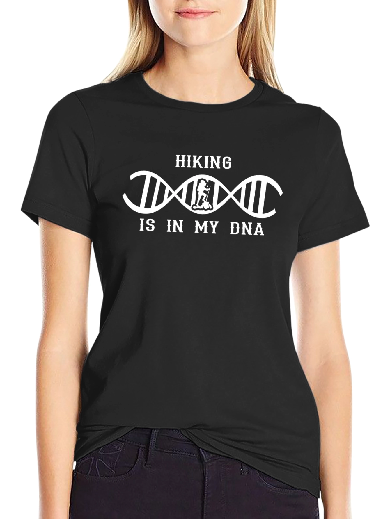 Hiking DNA Black T-Shirt: Nature Lover Apparel