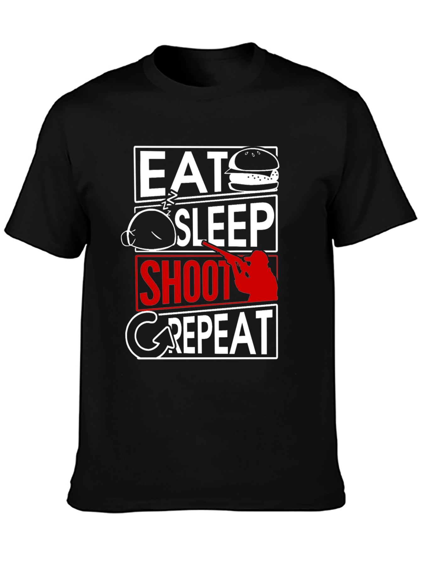 Eat Sleep Shoot Repeat Black T-Shirt