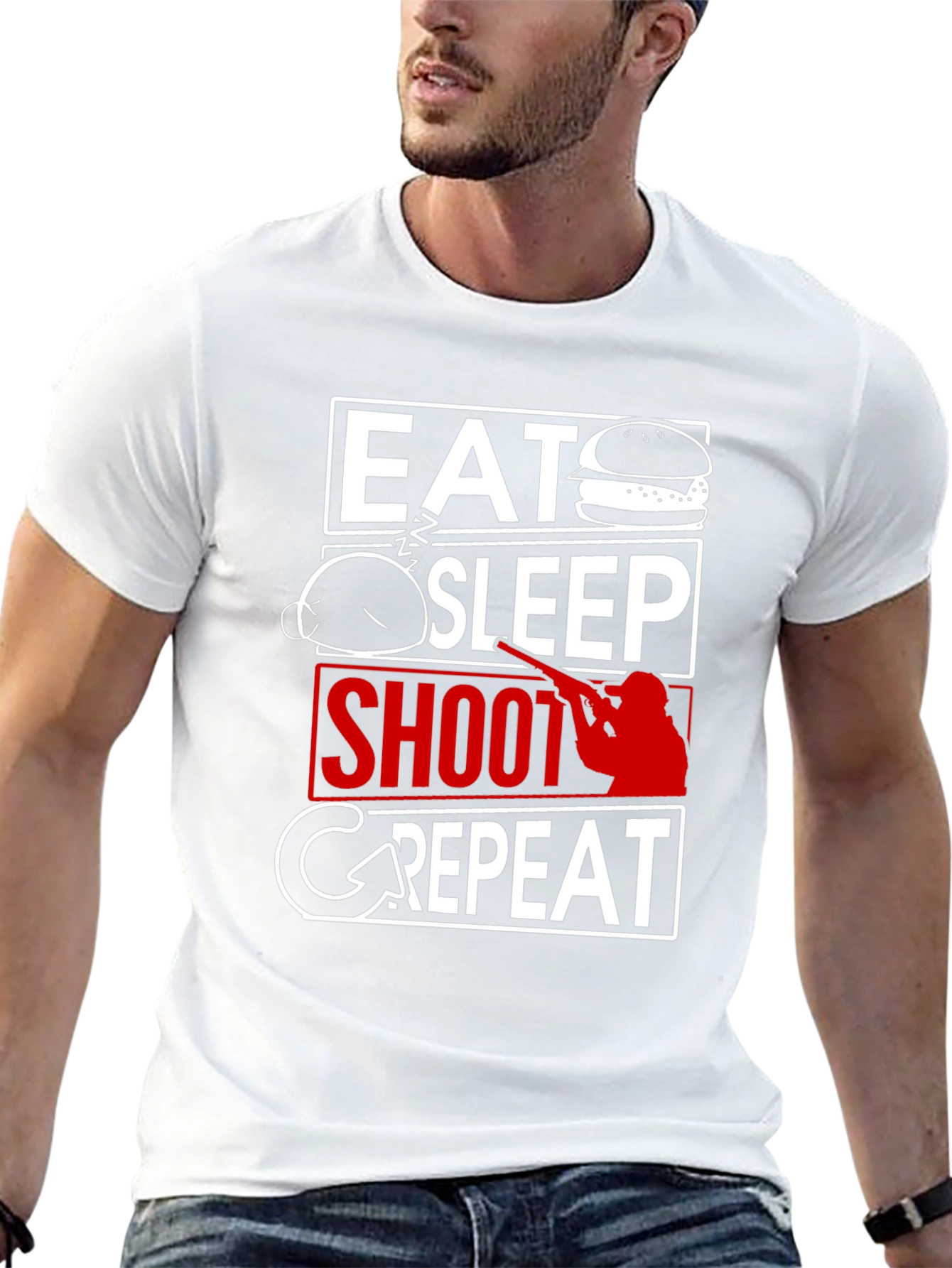 Eat Sleep Shoot Repeat Black T-Shirt