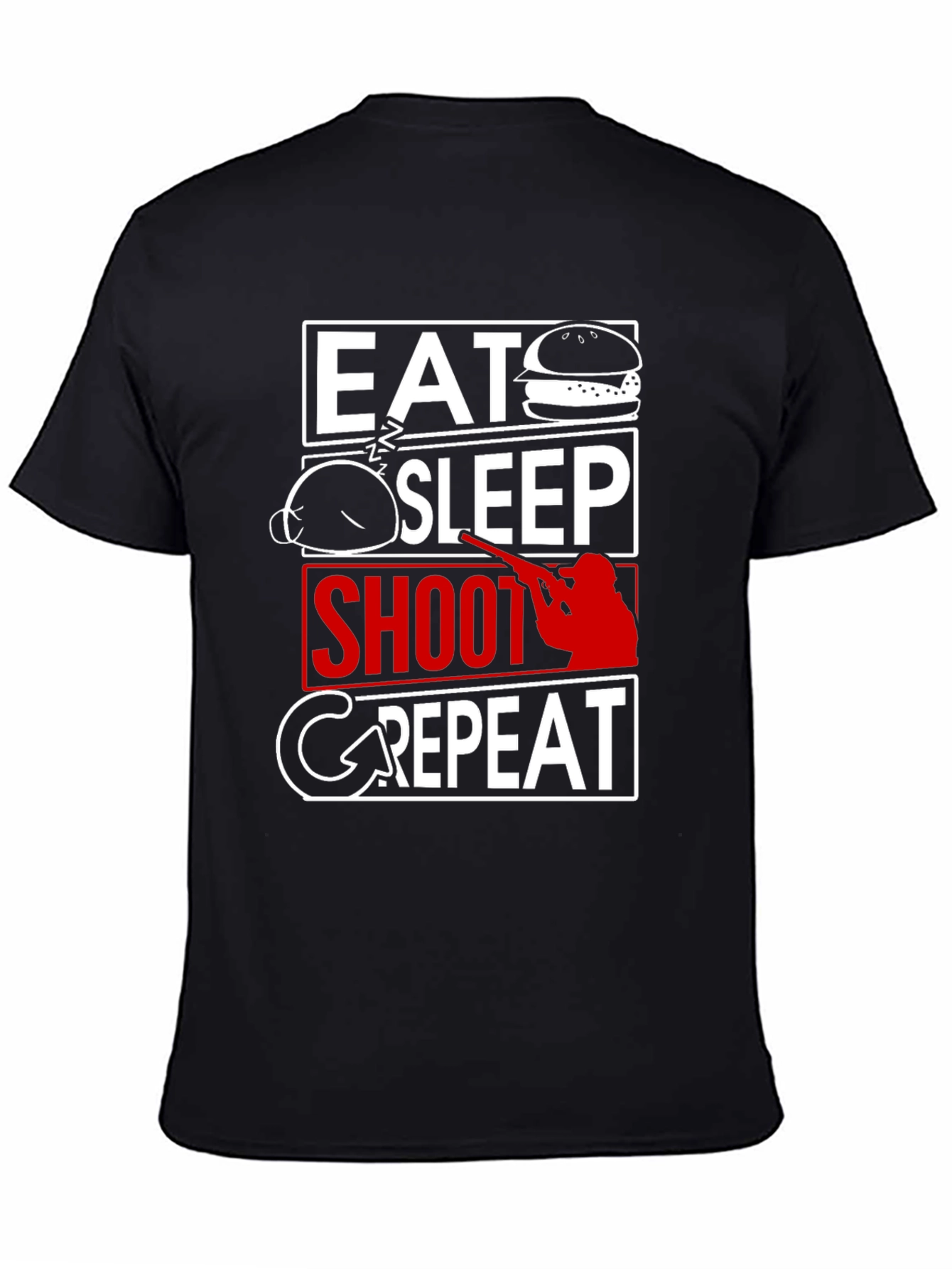 Eat Sleep Shoot Repeat Black T-Shirt