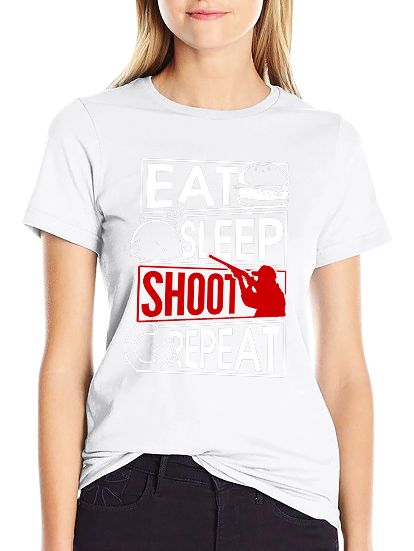 Eat Sleep Shoot Repeat Black T-Shirt