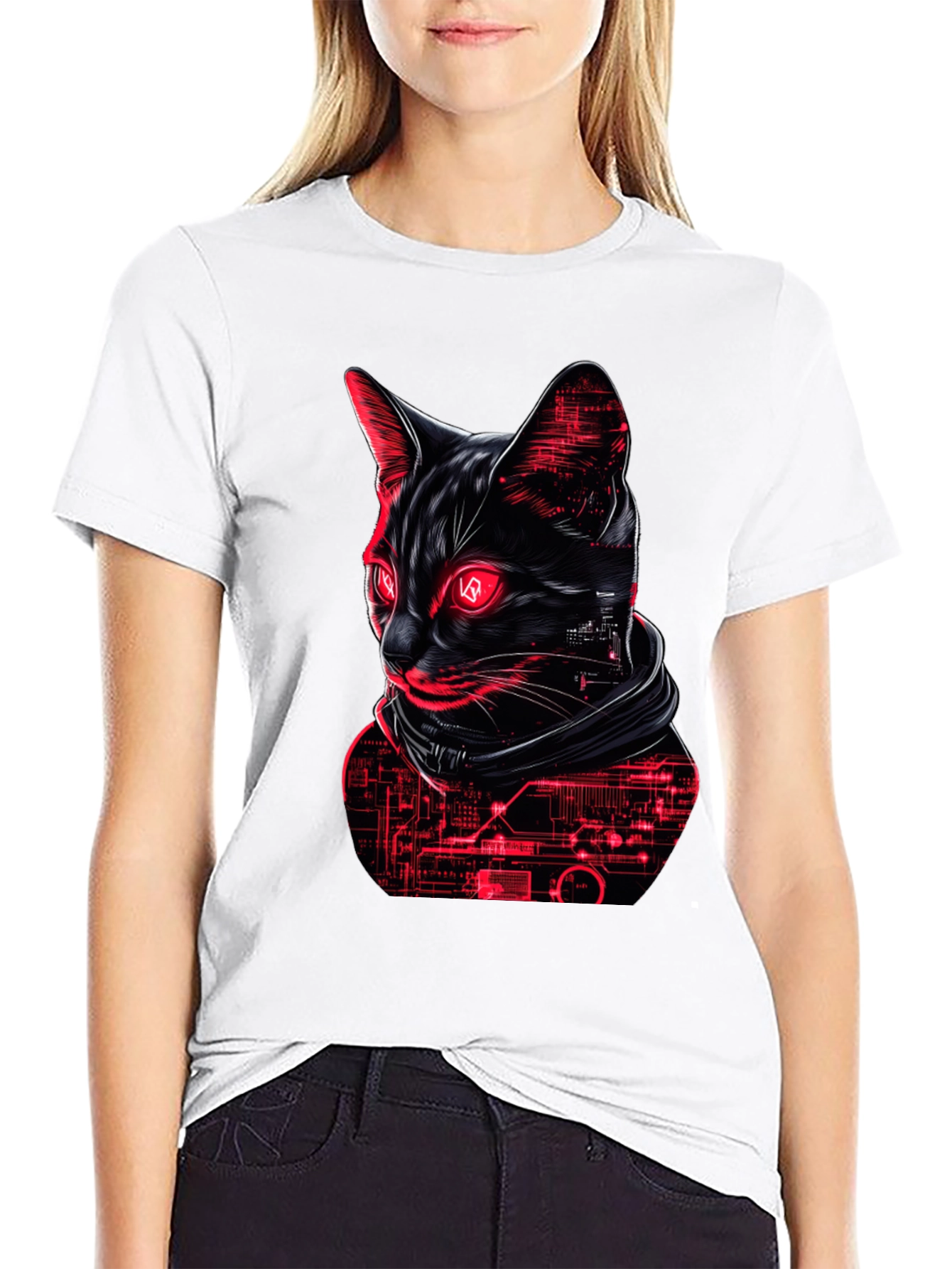 Cyberpunk Cat T-Shirt - Futuristic Graphic Tee