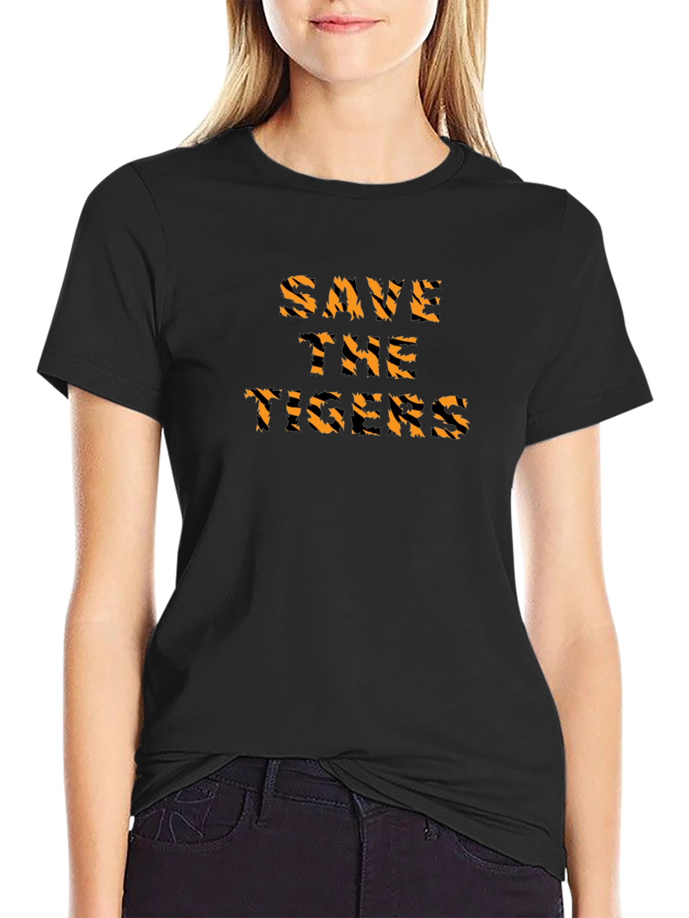 Save the Tigers Graphic Tee - Black Cotton